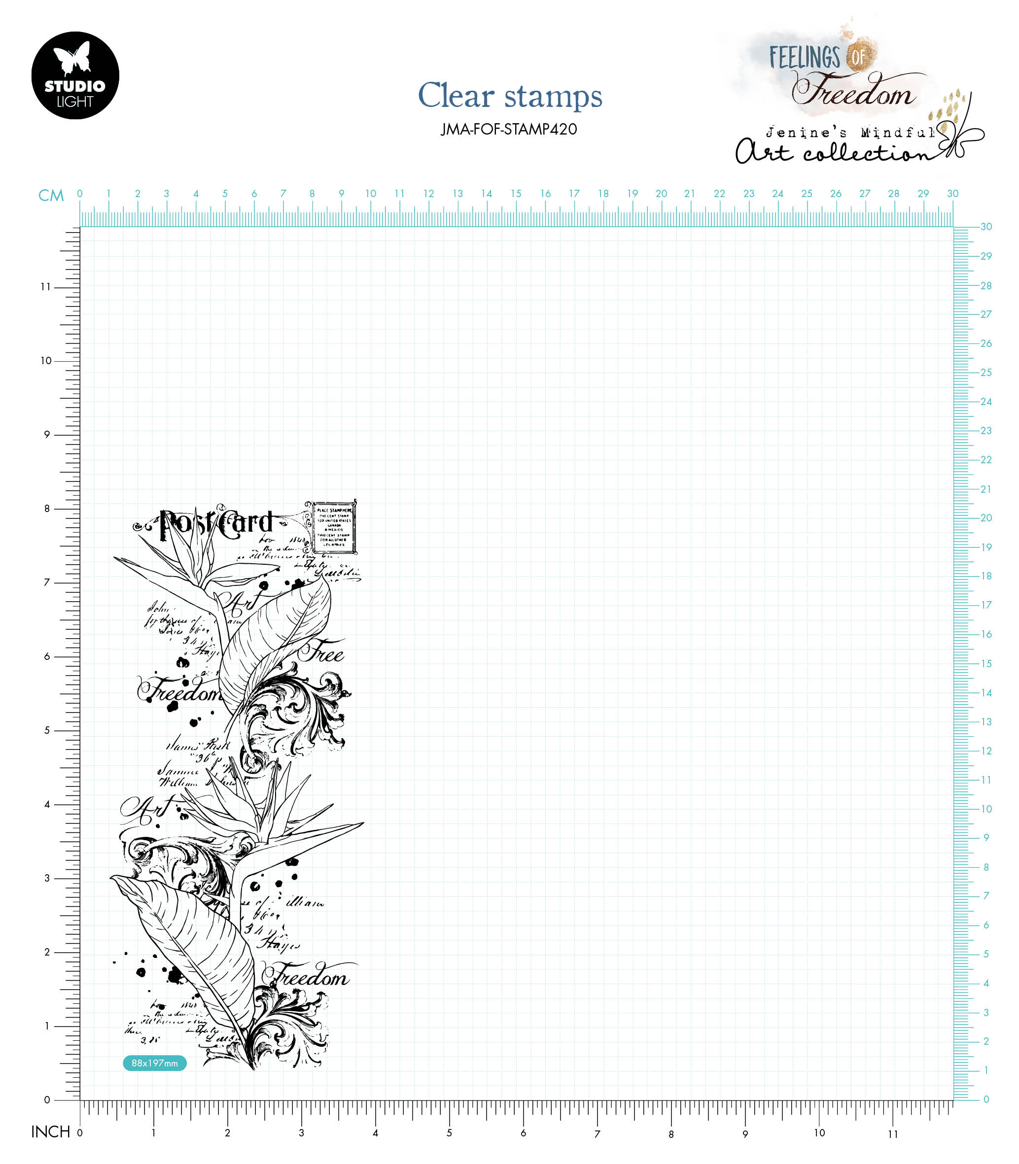 JMA Clear Stamp Script Strelitzia Feelings Of Freedom 88x197x3mm 1 PC nr.420