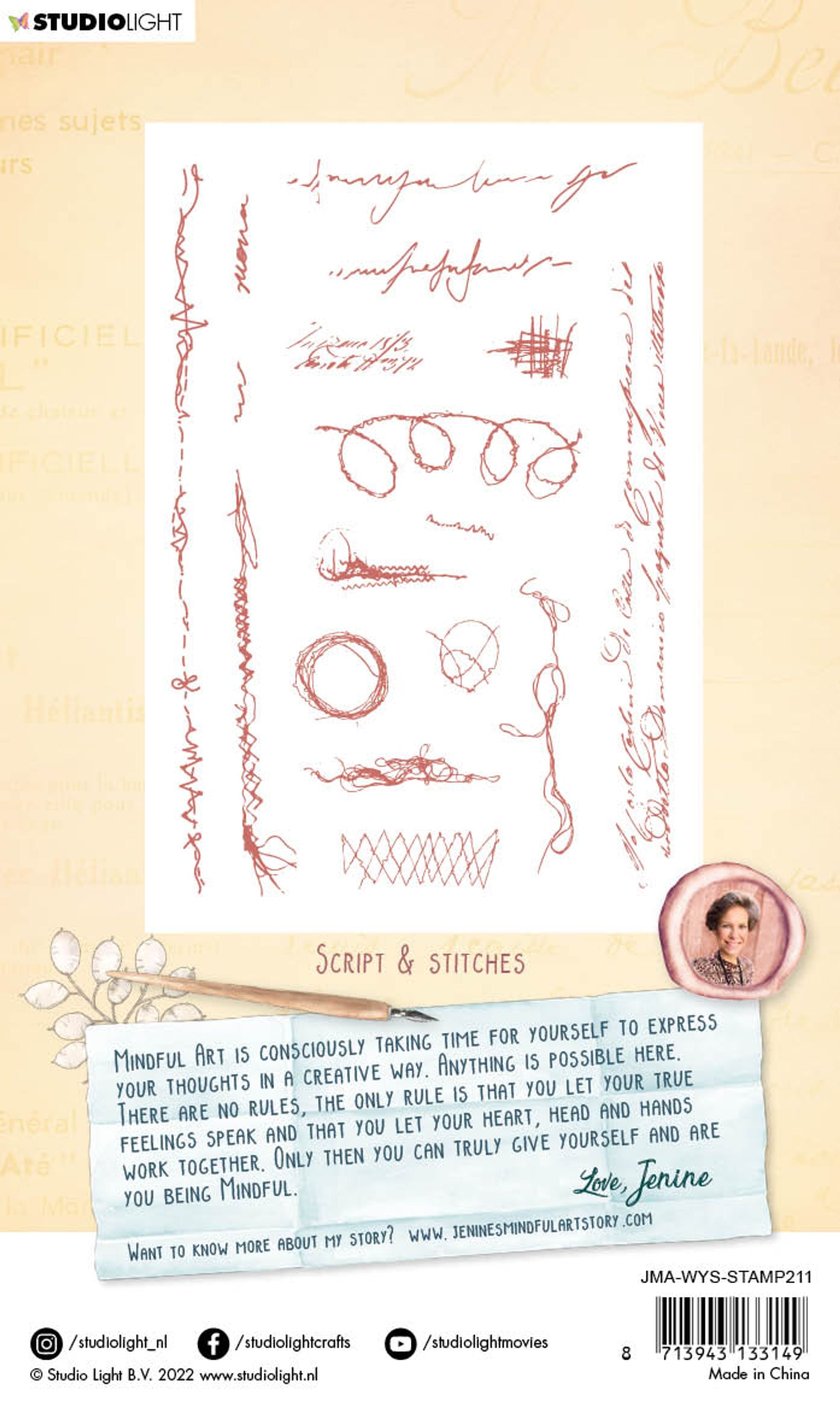 JMA Clear Stamp Script & Stitches Write Your Story 105x148x3mm 17 PC nr.211
