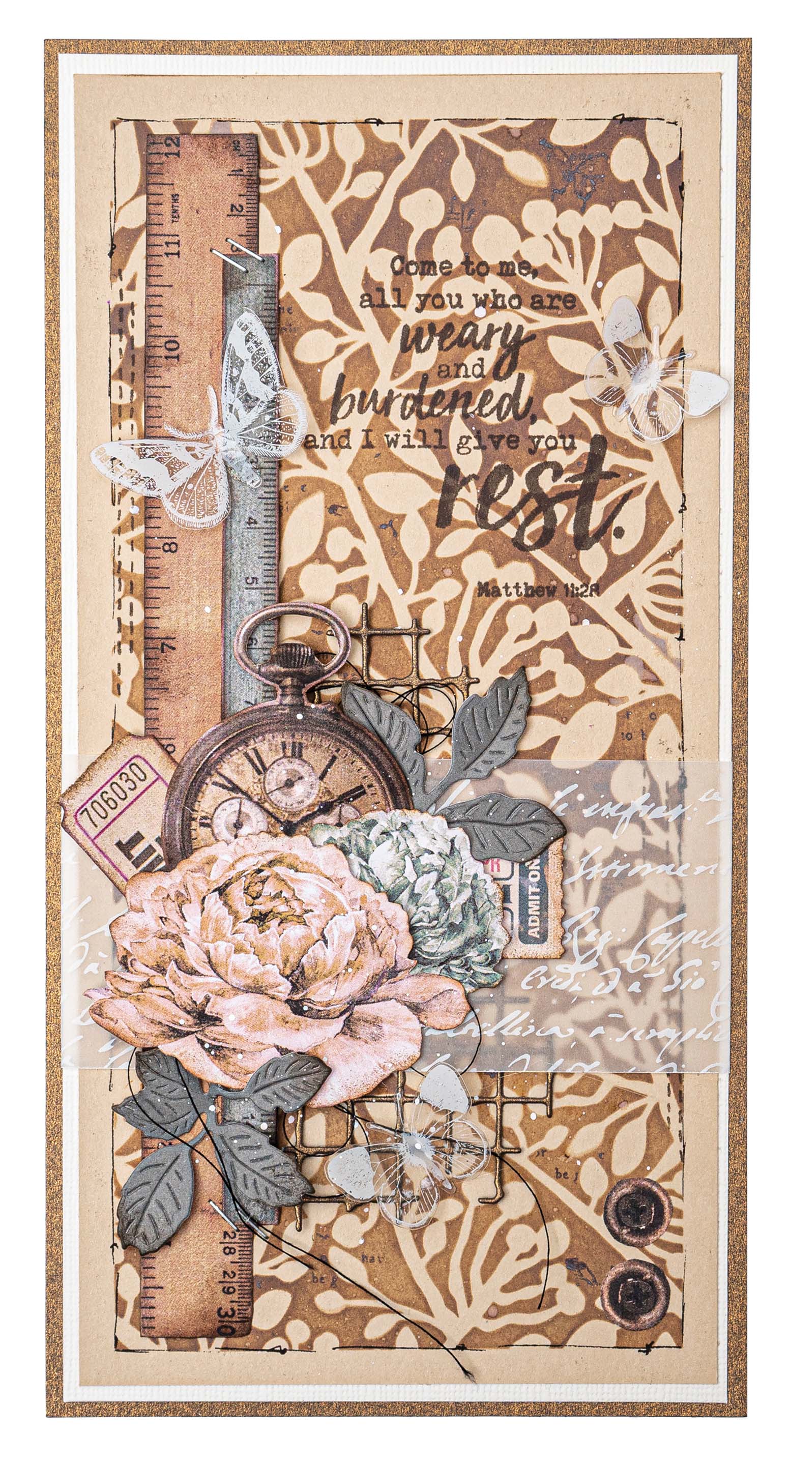 JMA Vellum Sheets Flowers, Script & Baroque Inner Peace 203x203x2mm 6 SH nr.02