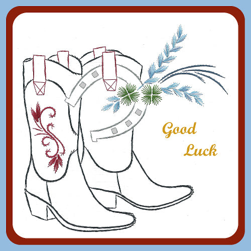 KC Embroidery Pattern - Cowgirl boots with lucky horse shoe