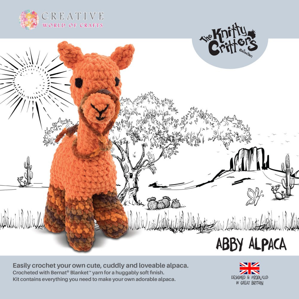 Knitty Critters Crochet Kit – Abby Alpaca