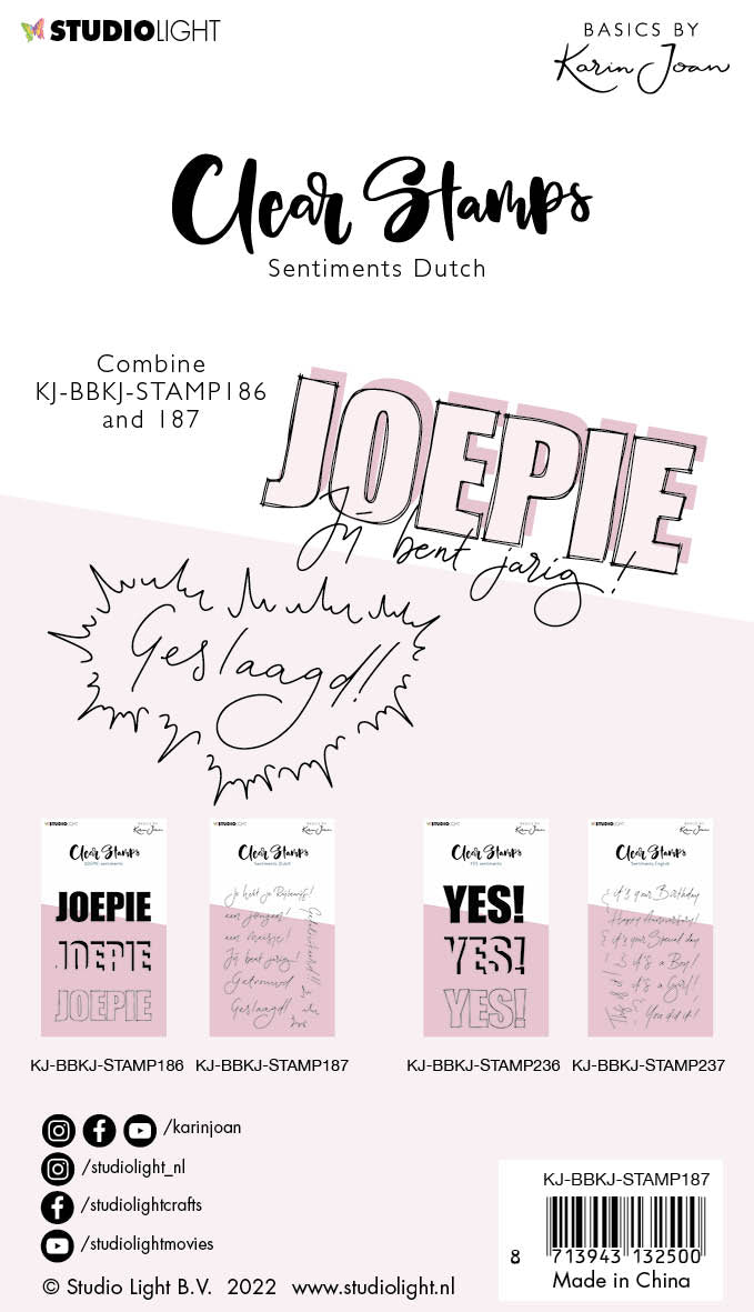 KJ Clear stamp Sentiments Joepie Essentials 105x148x3mm nr.187