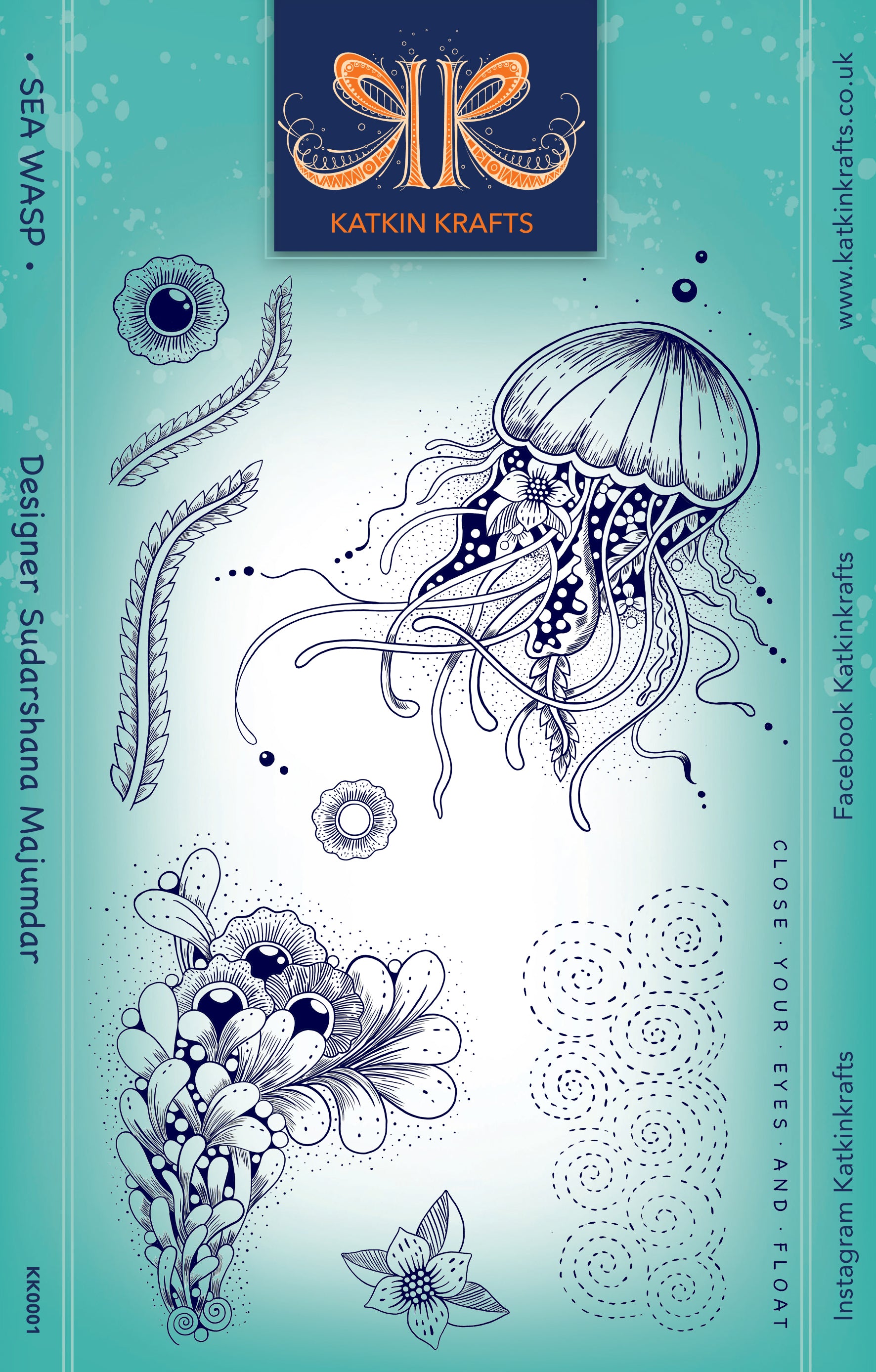 Katkin Krafts Sea Wasp 6 in x 8 in Clear Stamp Set