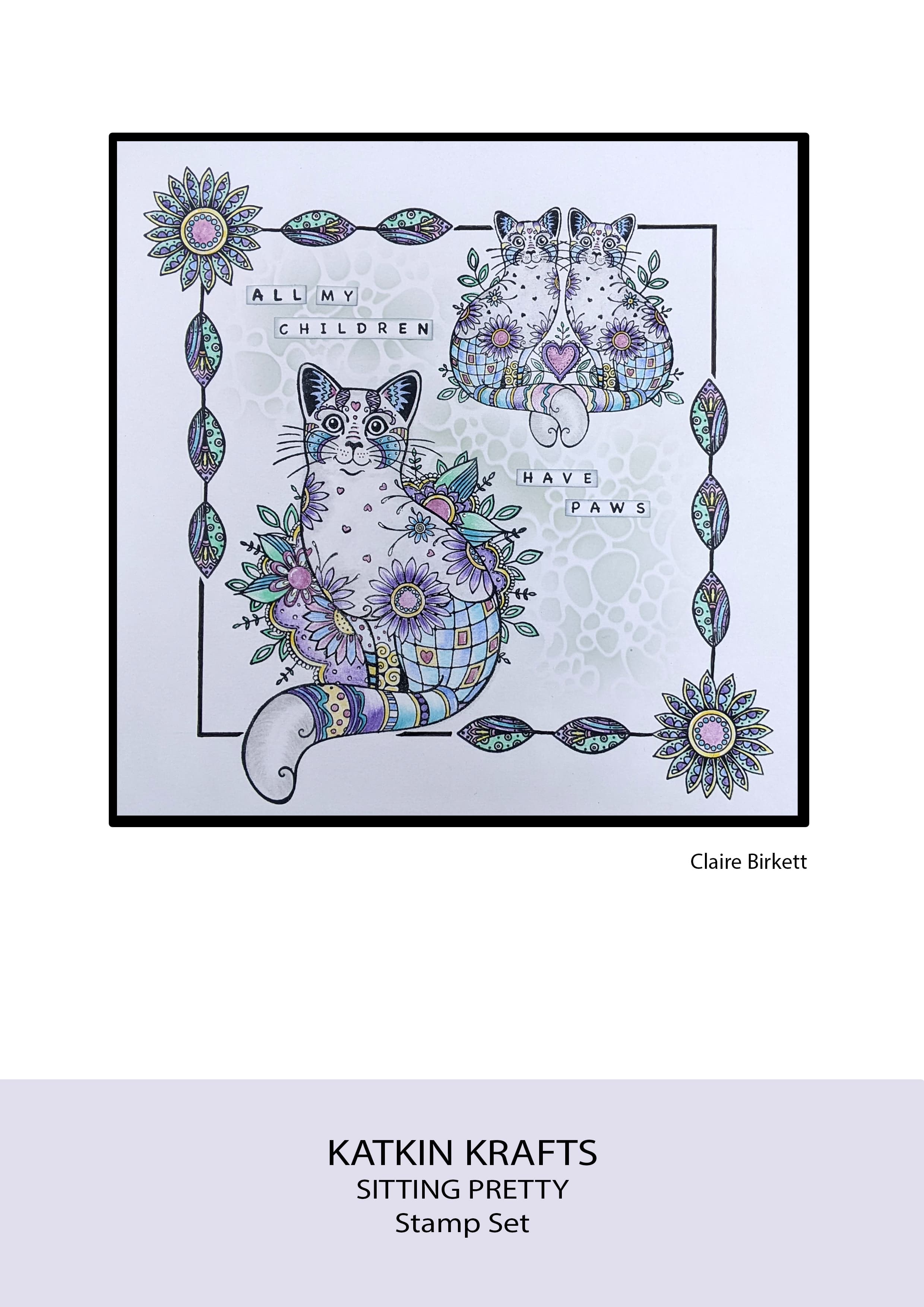 Katkin Krafts Sitting Pretty 6 in x 8 in Clear Stamp Set