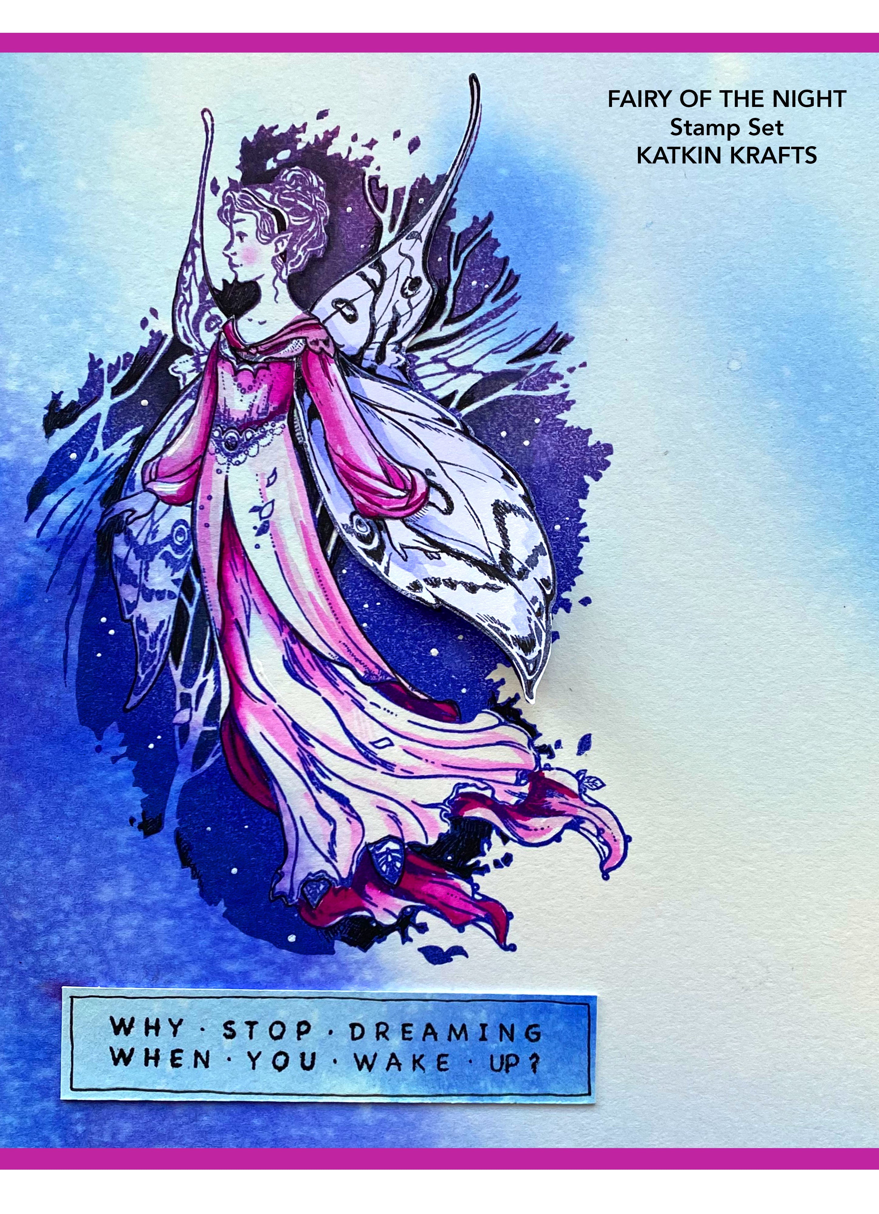 Katkin Krafts Fairy Of the Night 6 in x 8 in Clear Stamp Set