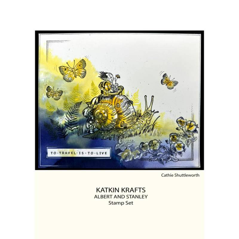 Katkin Krafts Albert & Stanley 6 in x 8 in Clear Stamp Set