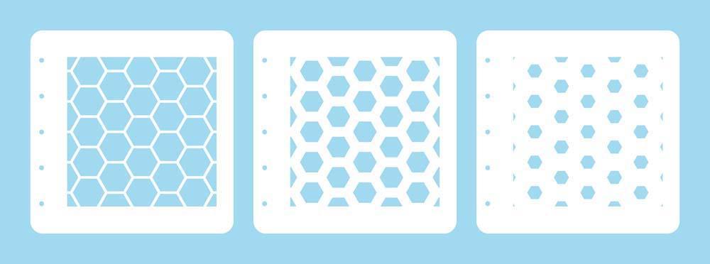 Layered combi stencil set (set of 3) Honeycomb
