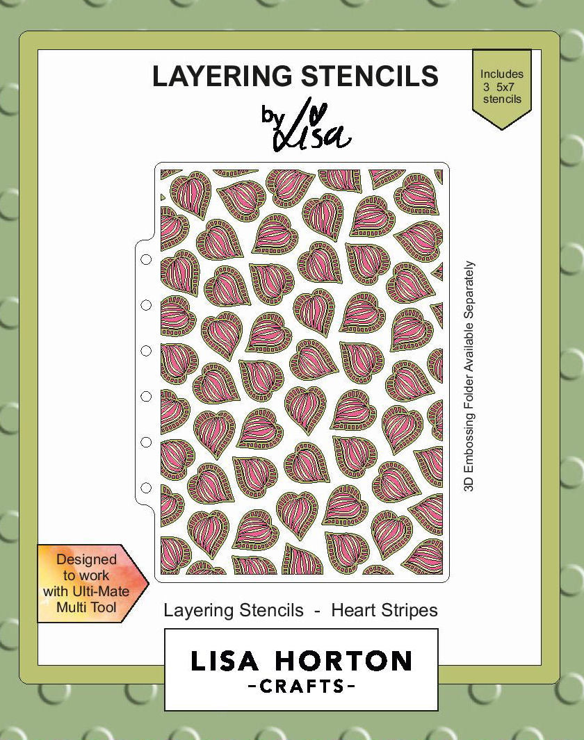 Lisa Horton Crafts Heart Stripes 5x7 Layering Stencils