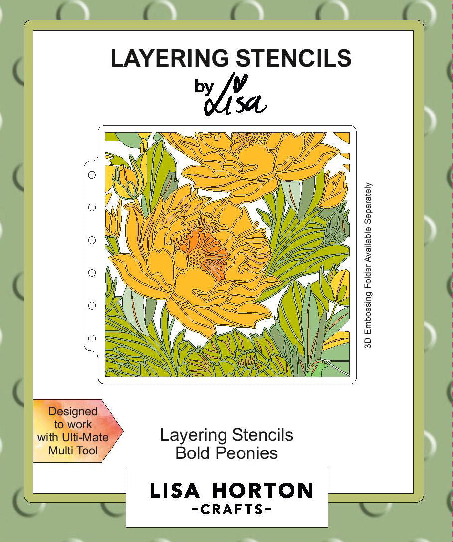 Lisa Horton Crafts Bold Peonies 6x6 Layering Stencils