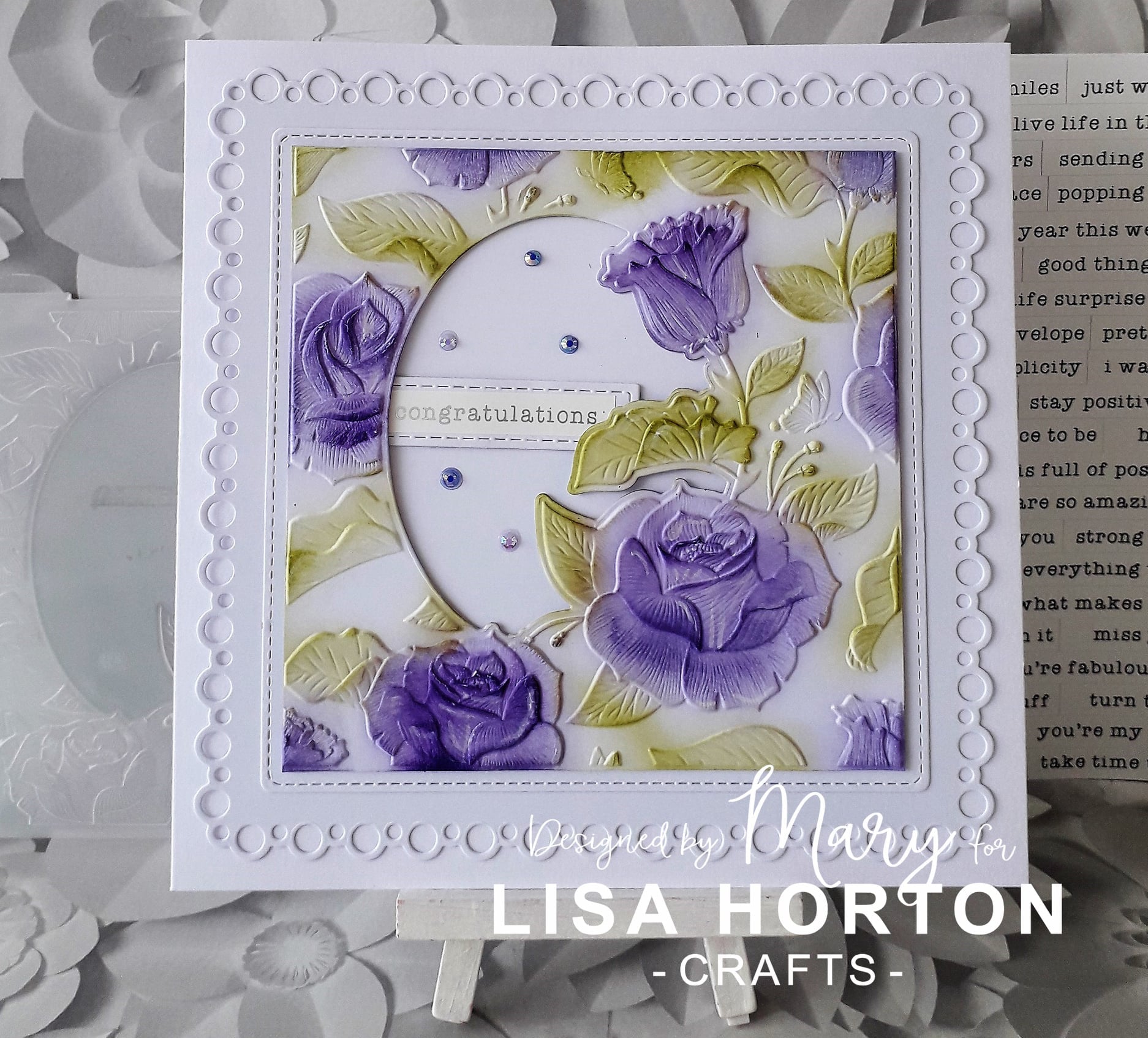 Lisa Horton Crafts 6x6 3D Embossing Folder - Shower Of Roses