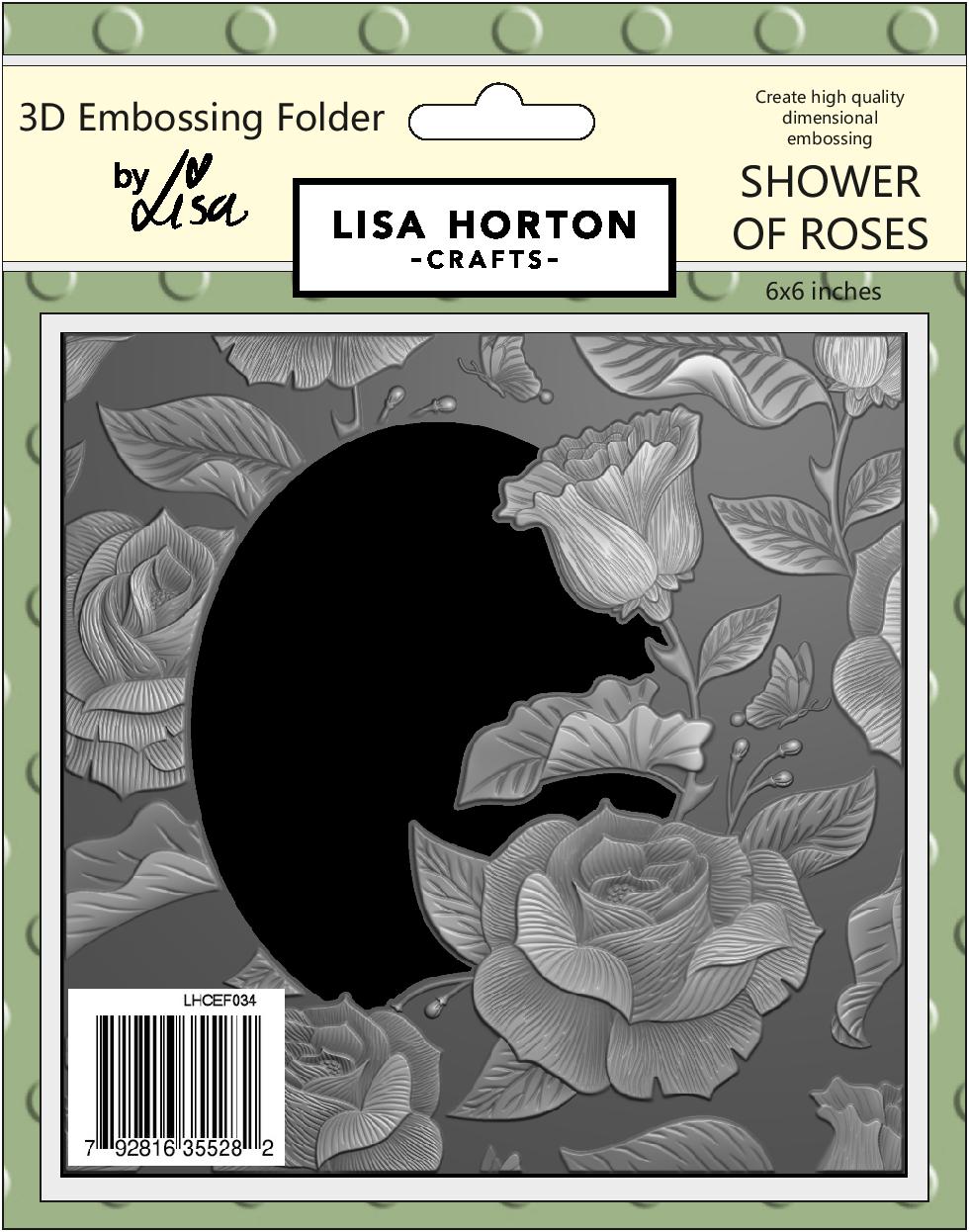 Lisa Horton Crafts 6x6 3D Embossing Folder - Shower Of Roses