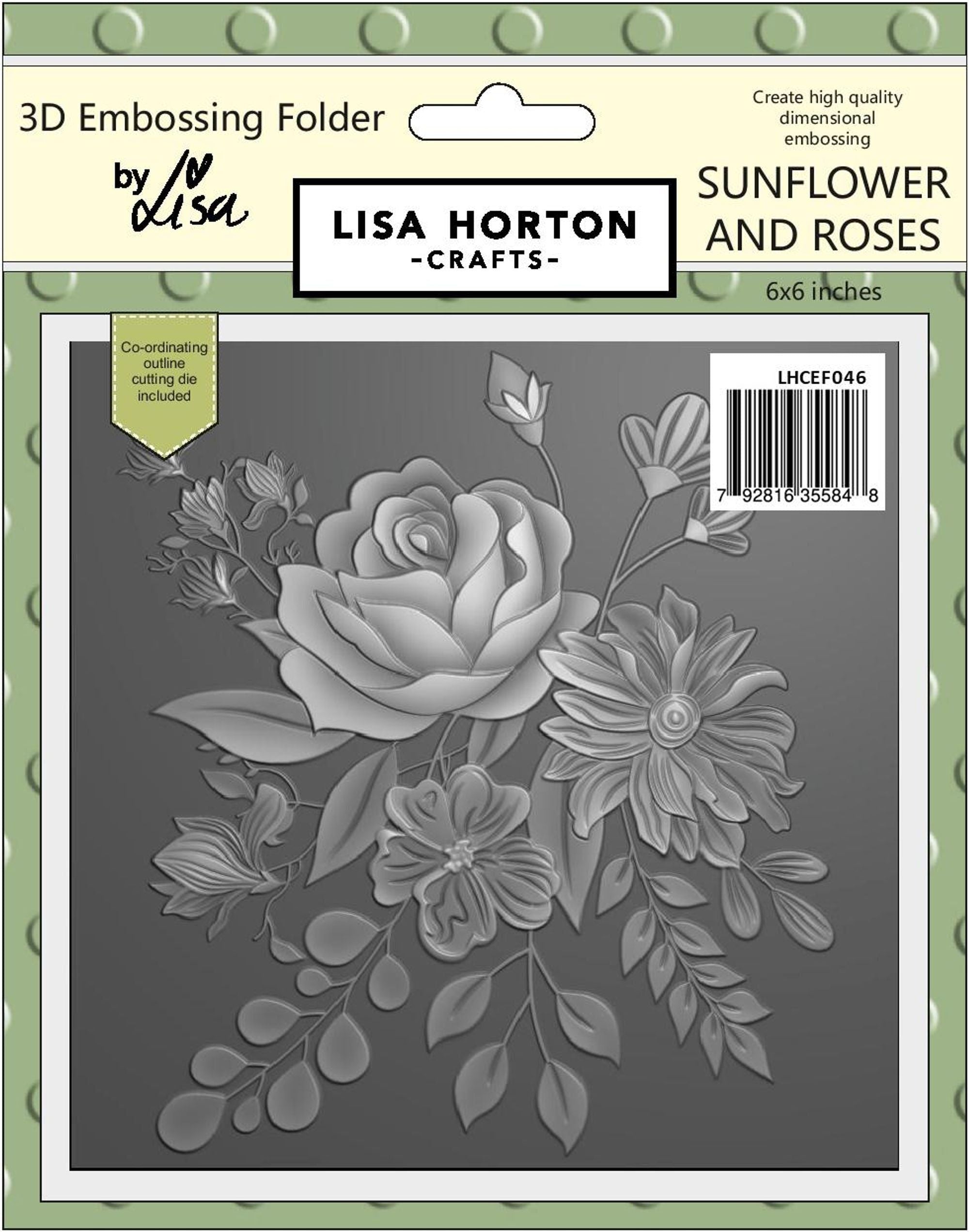 Sunflowers And Roses 6x6 3D Embossing Folder With Cutting Die