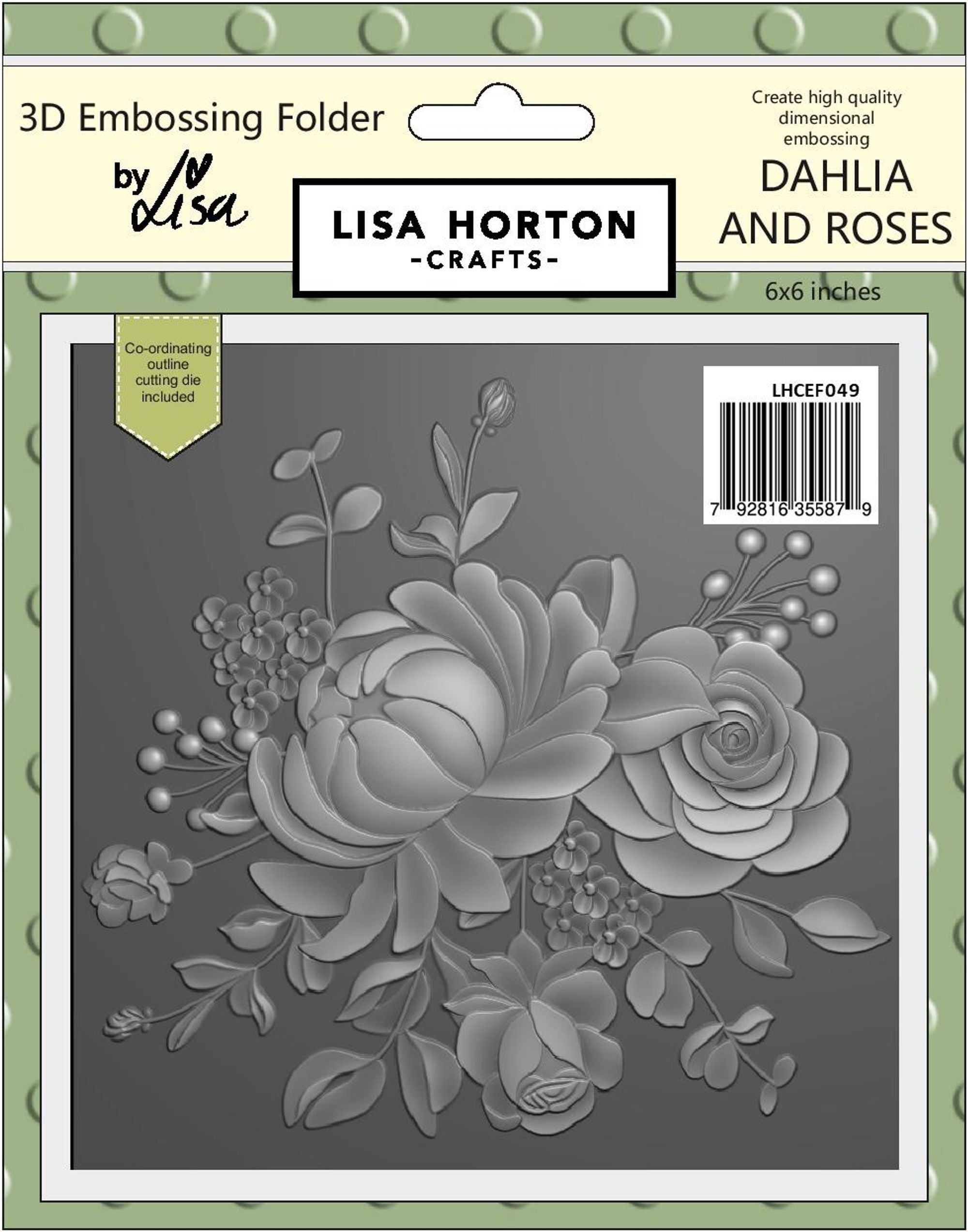 Dahlia And Roses 6x6 3D Embossing Folder With Cutting Die