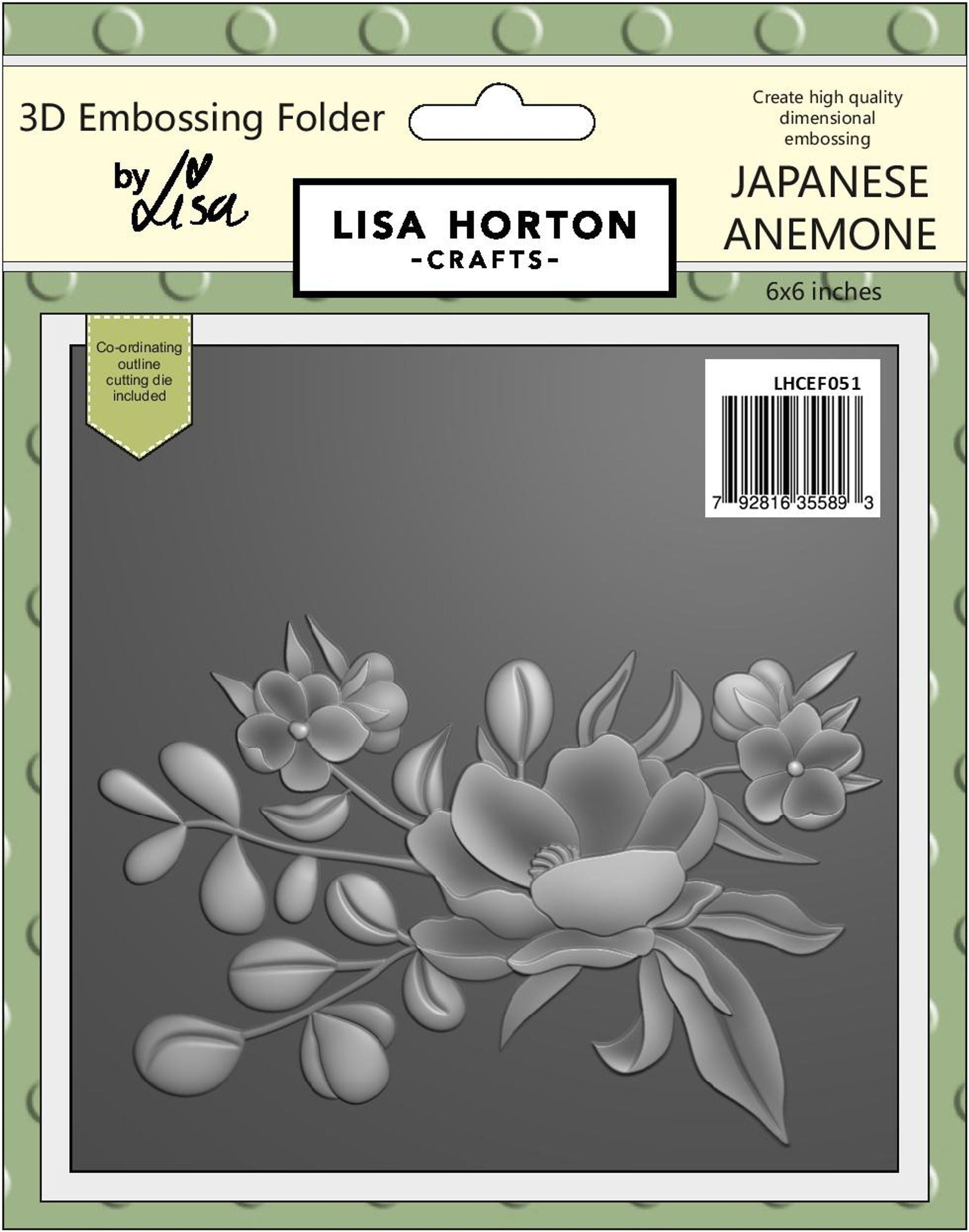 Japanese Anemone 6x6 3D Embossing Folder With Cutting Die