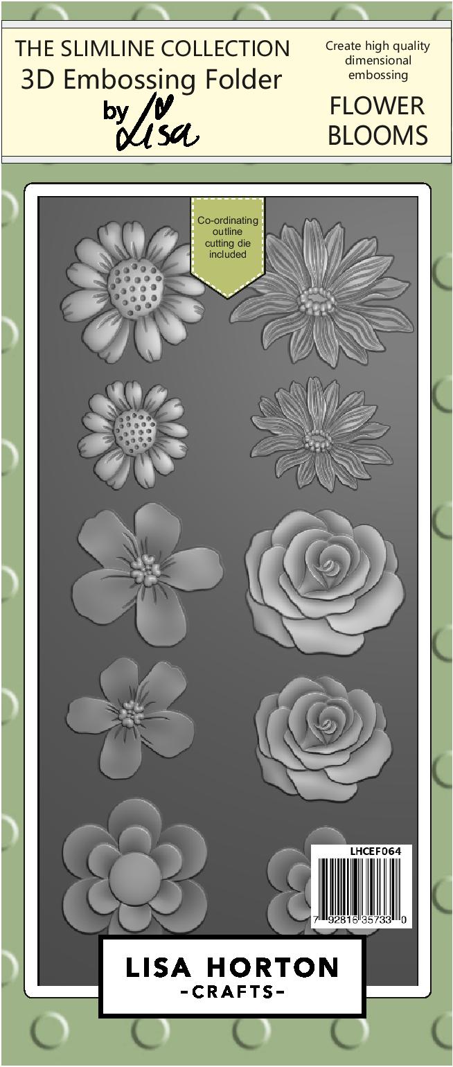 Lisa Horton Crafts Slimline 3D Embossing Folder & Dies - Flower Blooms
