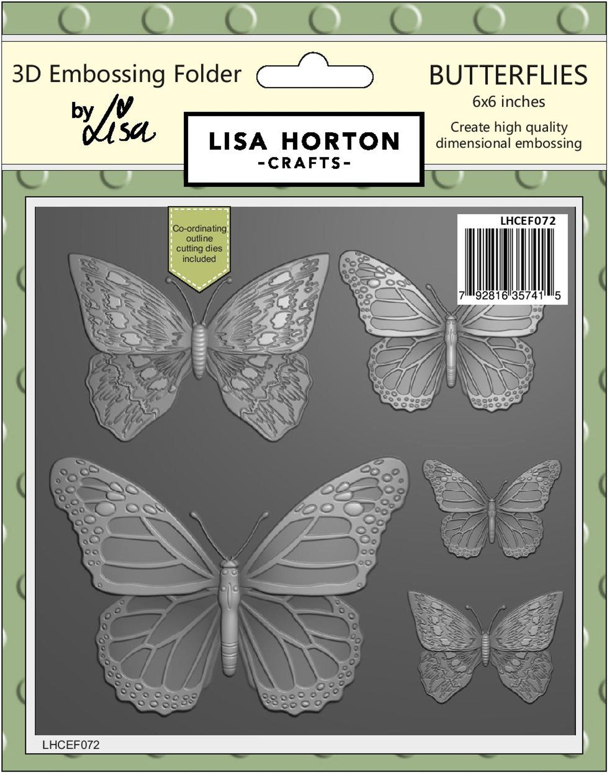 Lisa Horton 3D Embossing Folder 6x6 With Cutting Dies - Butterflies