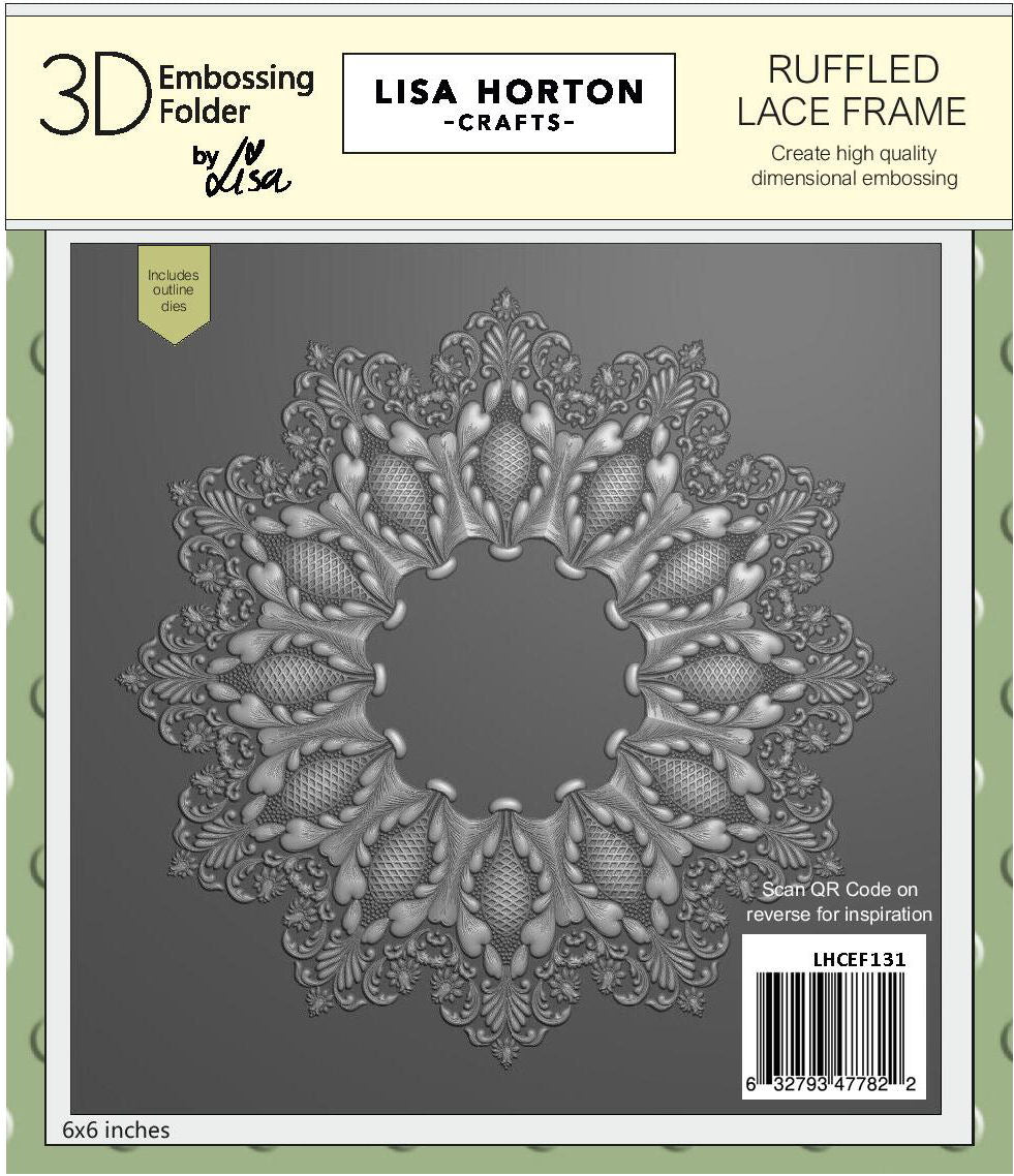 Lisa Horton Crafts Ruffled Lace Frame 6x6 3D Embossing Folder & Die