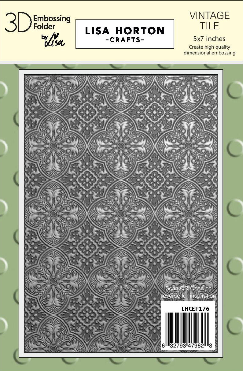 Lisa Horton Crafts Vintage Tile 5x7 3D Embossing Folder