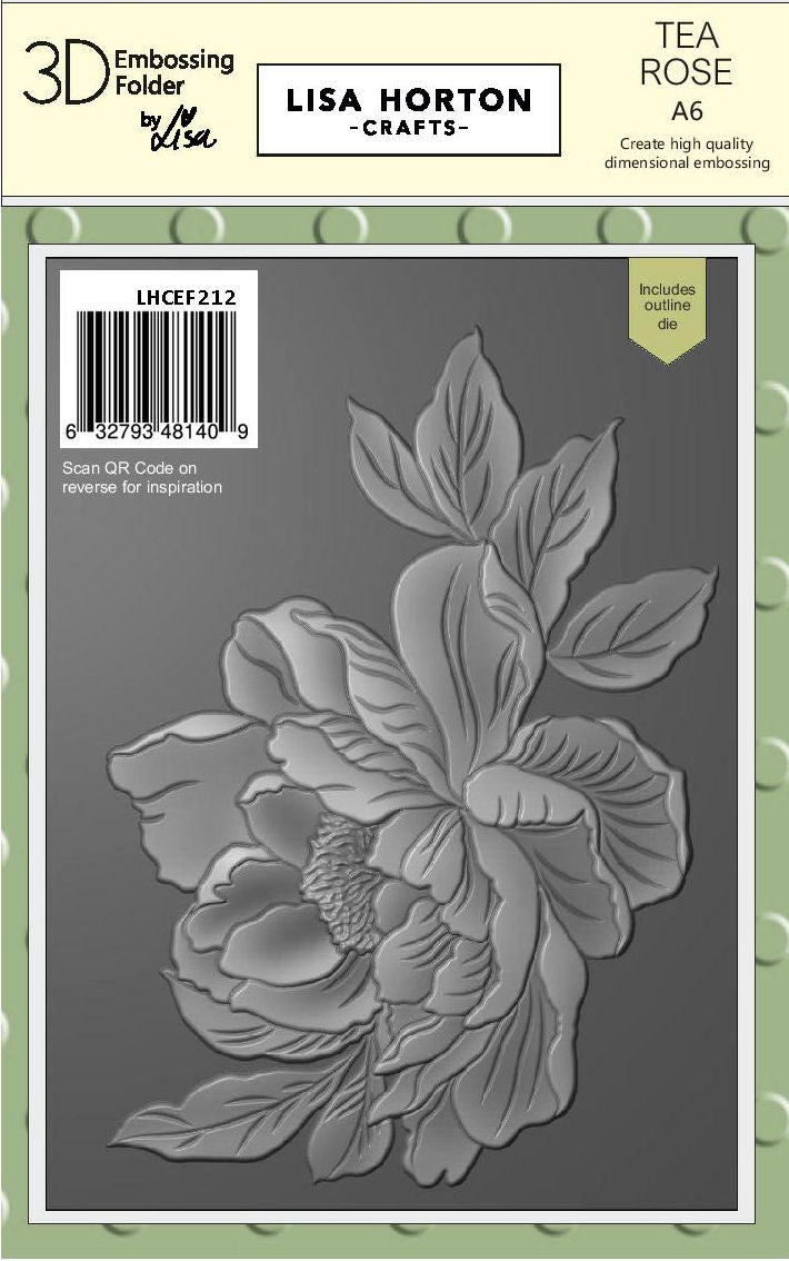 Lisa Horton Crafts Tea Rose A6 3D Embossing Folder & Die