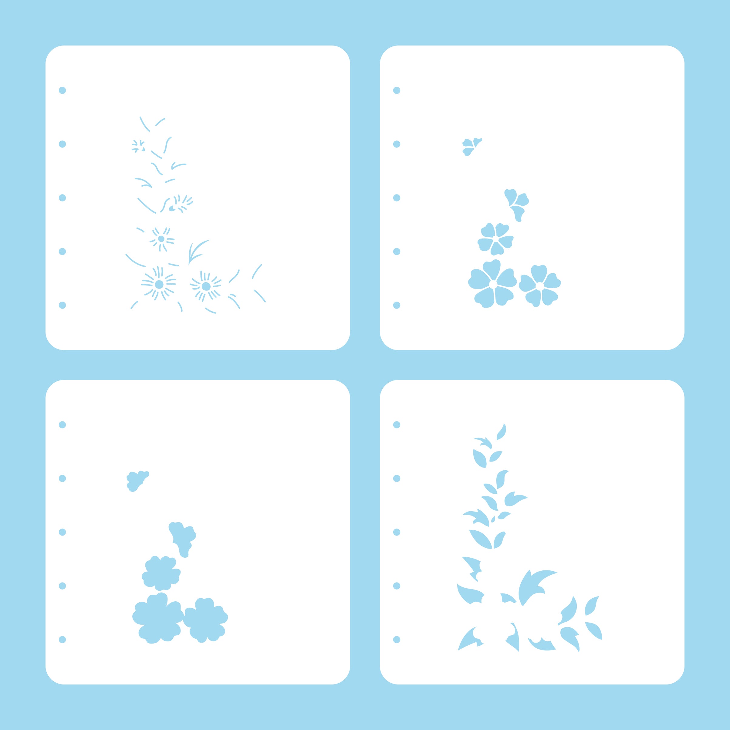 Nellie's Choice Layered Stencils (Set Of 4) - Flower Corner 2 (Suitable For MSTS001)
