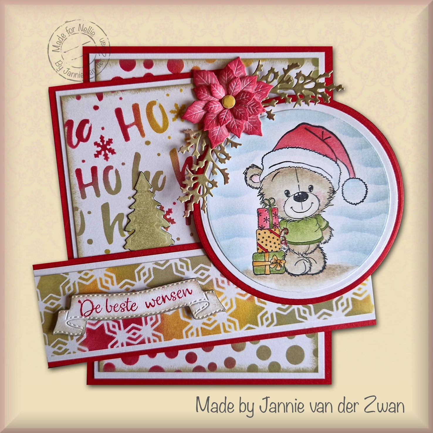 Mixed Media Stencil Square - Ho Ho
