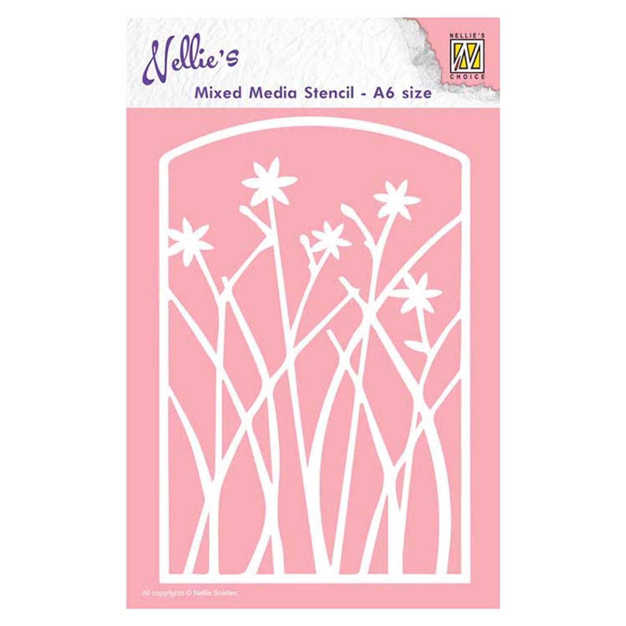 Nellie's Choice A6 Mixed Media Stencil Frame with Flowers