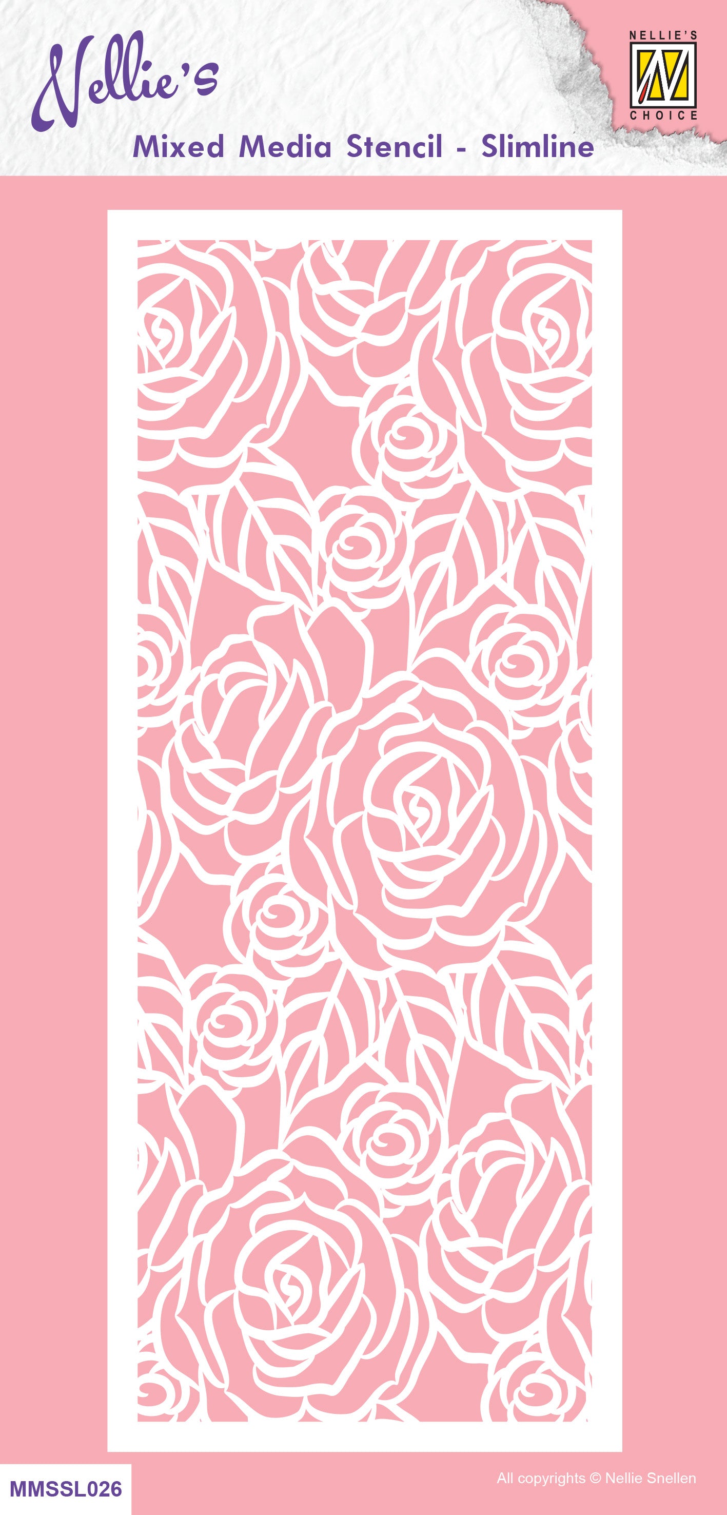 Nellie's Choice Mixed Media Stencil - Slimline - Roses