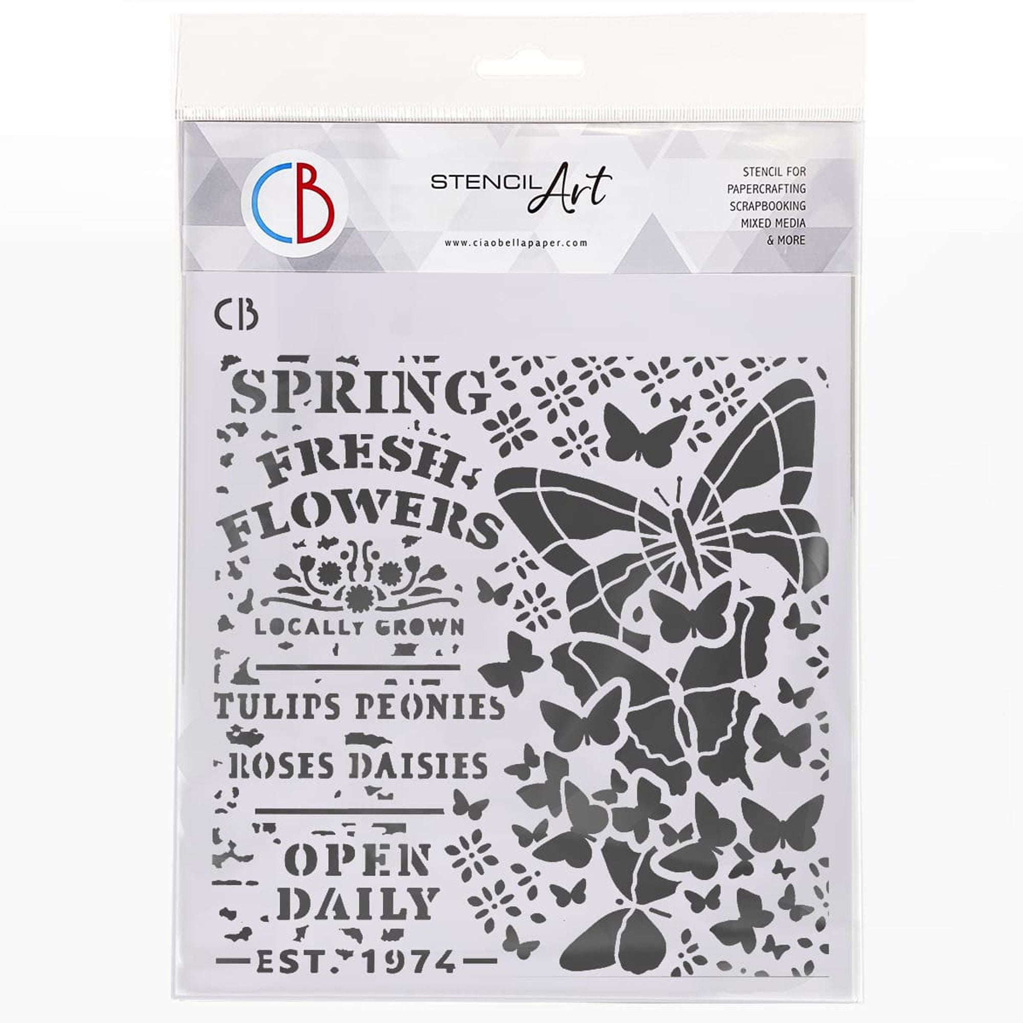 Ciao Bella Texture Stencil 8x8 Spring Fresh Flowers