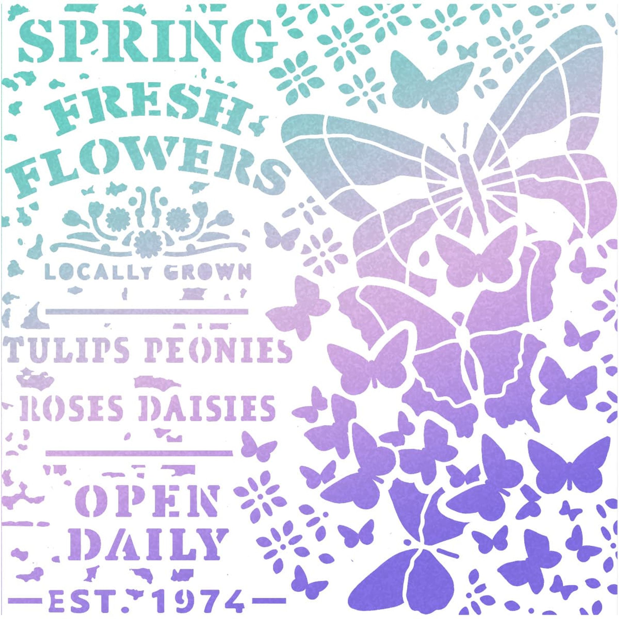 Ciao Bella Texture Stencil 8x8 Spring Fresh Flowers