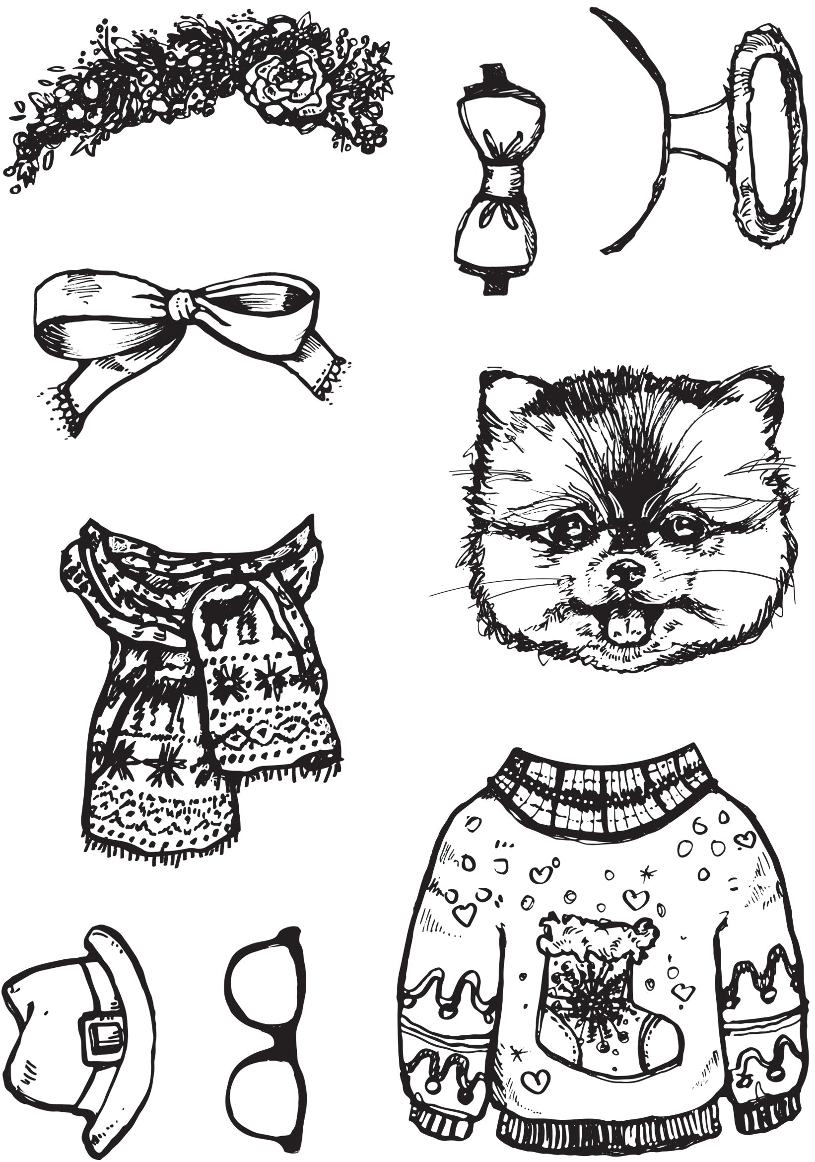 Creative Expressions Jane Davenport Merry Cutemas 6 in x 8 in Clear Stamp Set