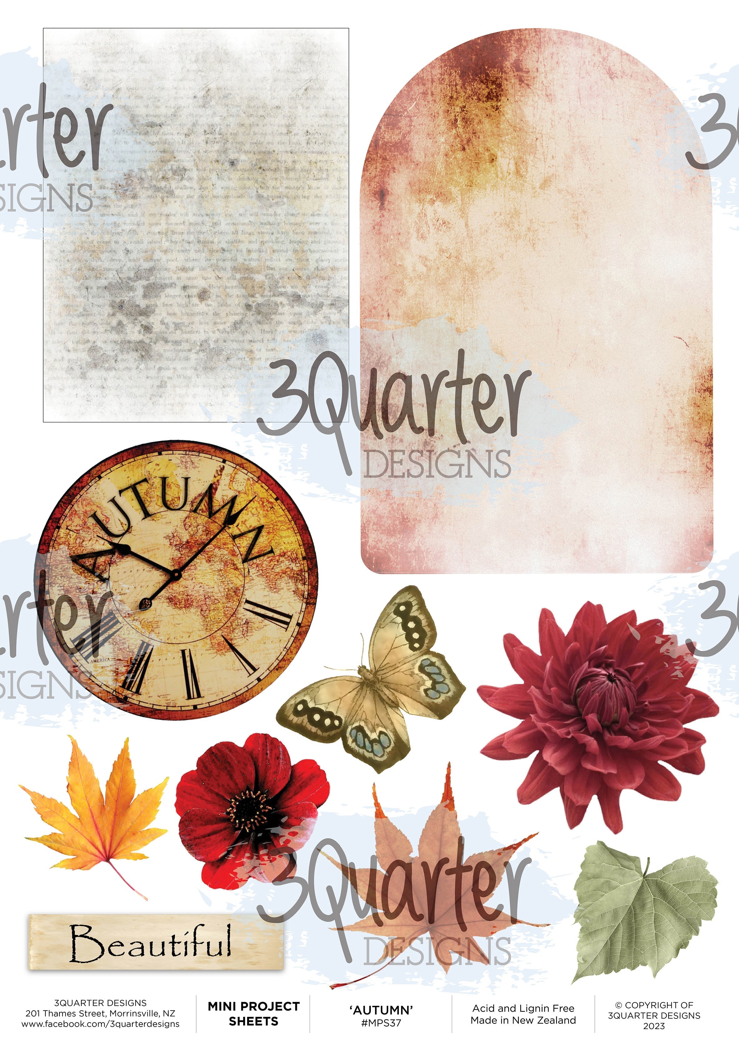 3Quarter Designs - Mini Project Sheet - Autumn Butterfly