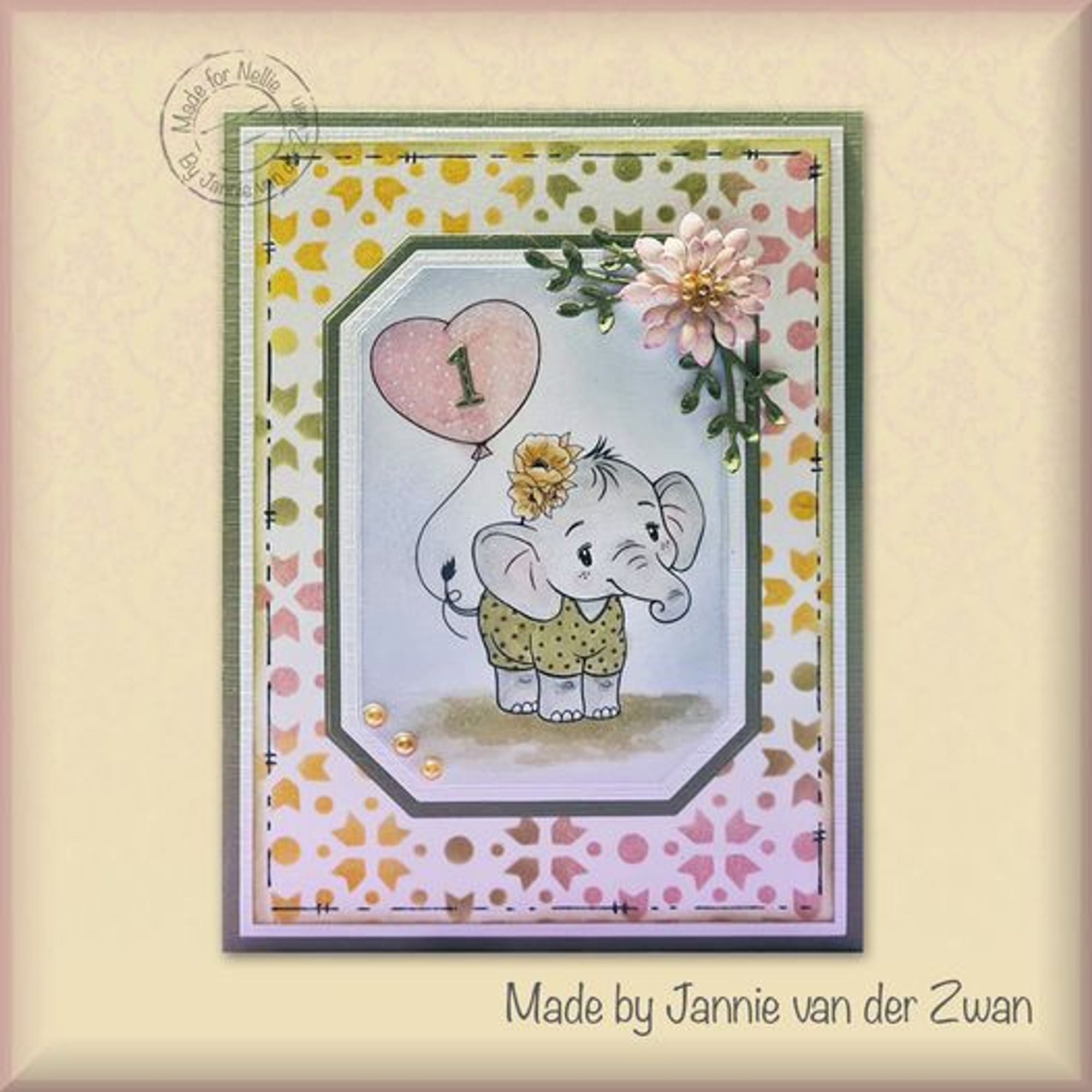 Nellie's Choice Clear Stamp Nellie's Cuties - Elephant With Heart Balloon