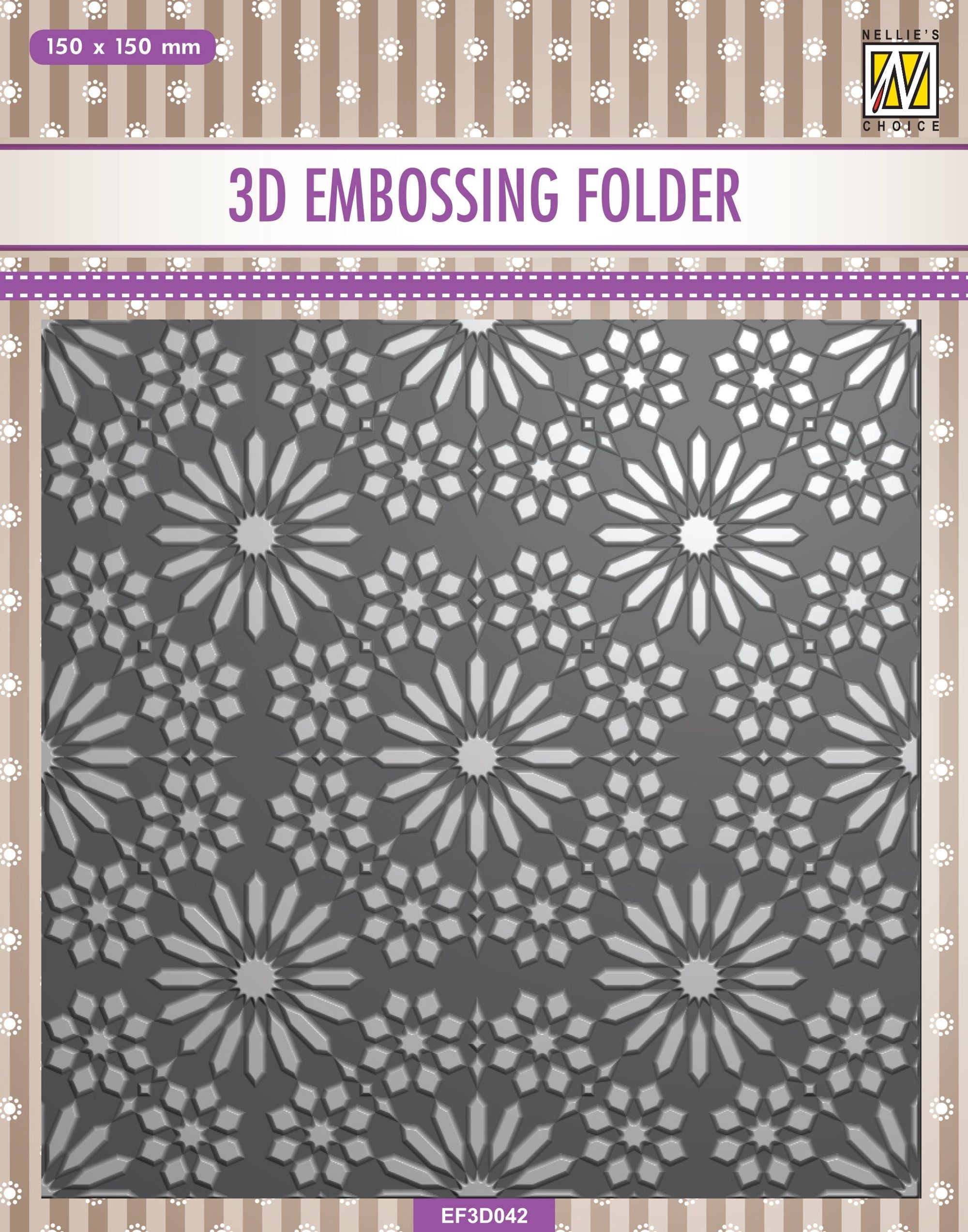 Nellie's Choice 3D Embossing Folder - Square Frame - Flower Pattern