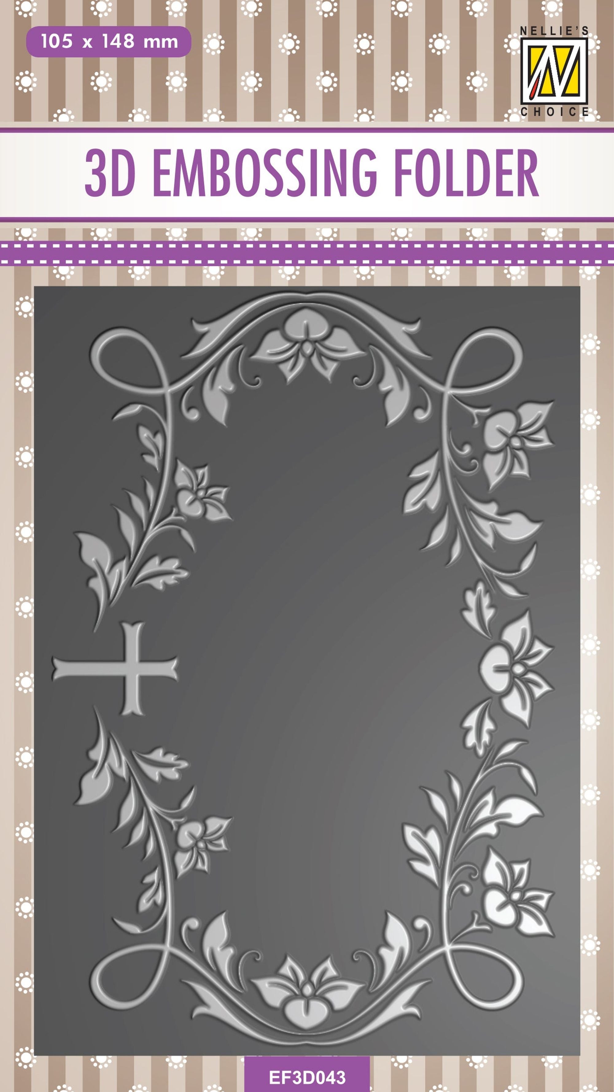 Nellie's Choice 3D Embossing Folder - Blooming Twigs With Cross