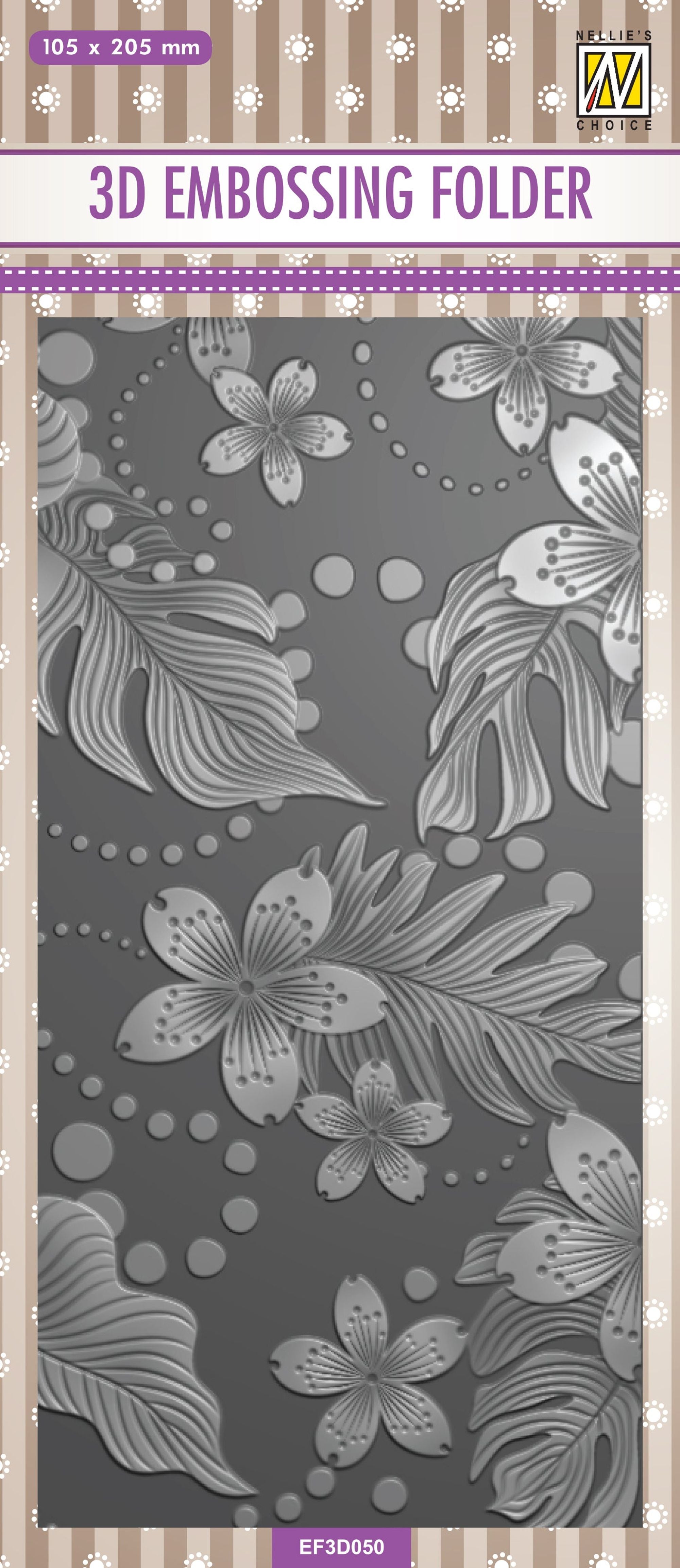 Nellie's Choice 3D Embossing Folder Slimline - Leaves & Flowers