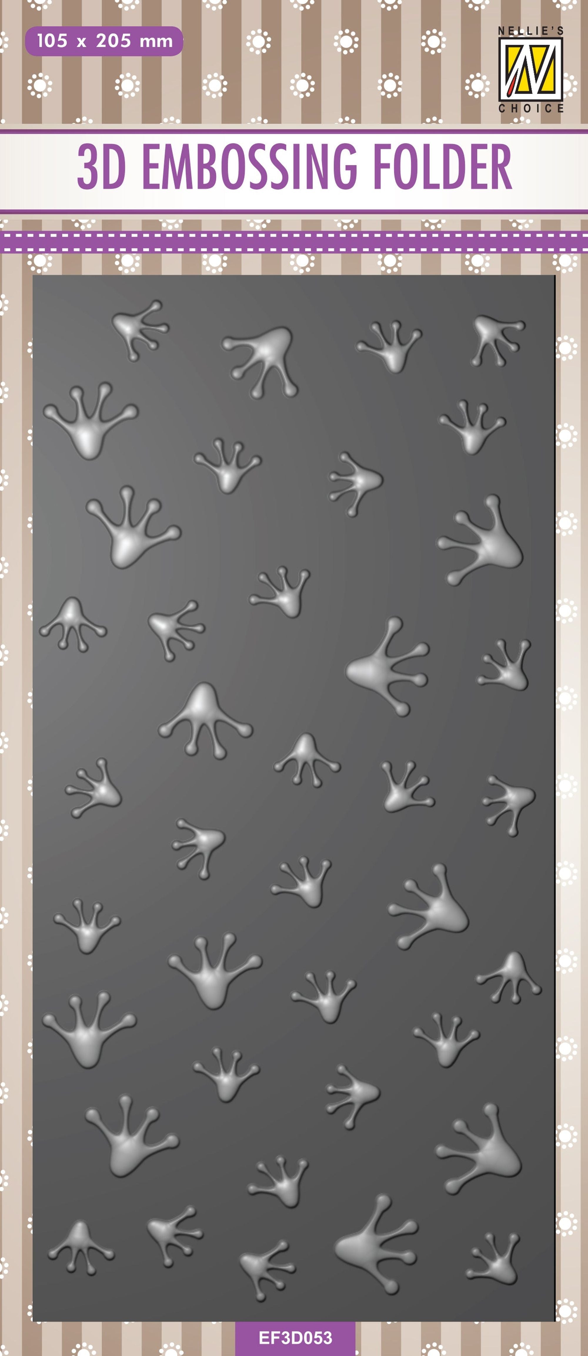 Nellie's Choice 3D Embossing Folder Slimline - Frog Series - Frog Footprints