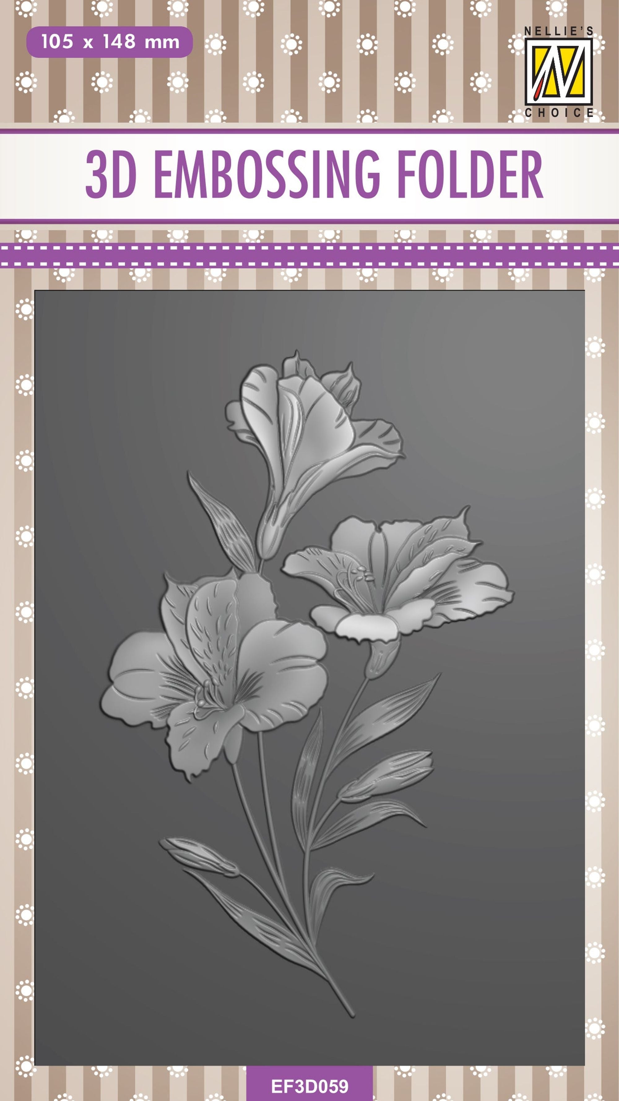 Nellie's Choice 3D Embossing Folder Rectangle - Orchid