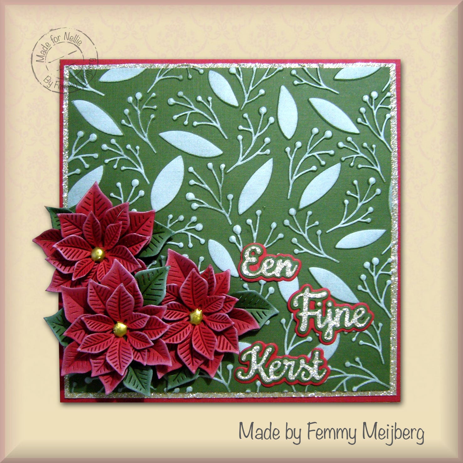 Mixed Media Stencil Square - Leaves & Berries