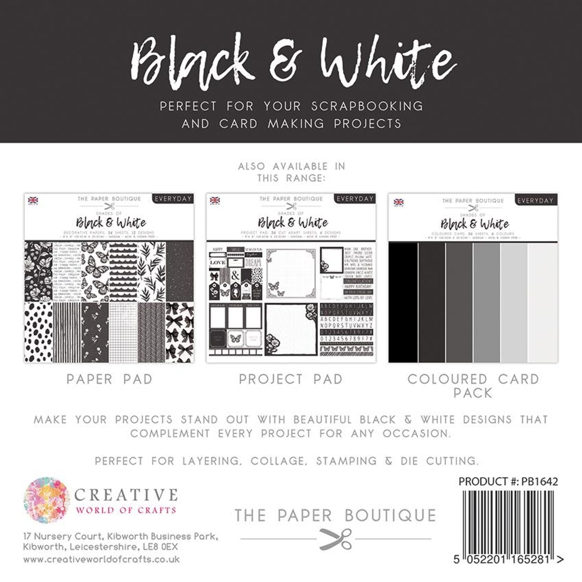 The Paper Boutique Everyday - Shades Of - Black & White 8 in x 8 in Pad