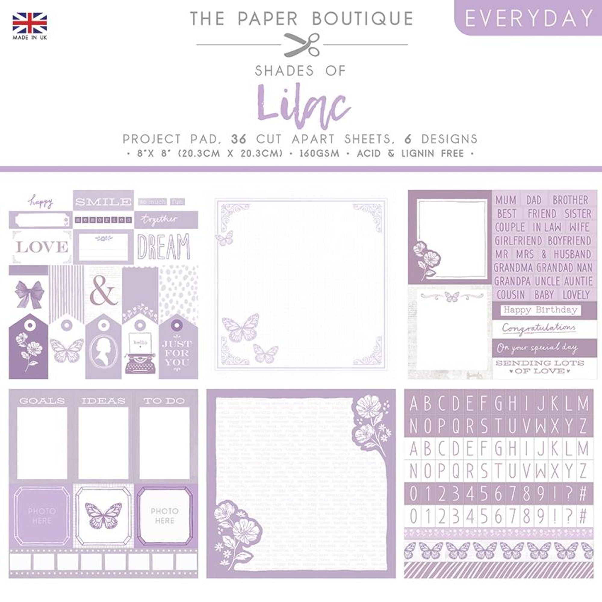 The Paper Boutique Everyday - Shades Of - Lilac 8 in x 8 in Project Pad
