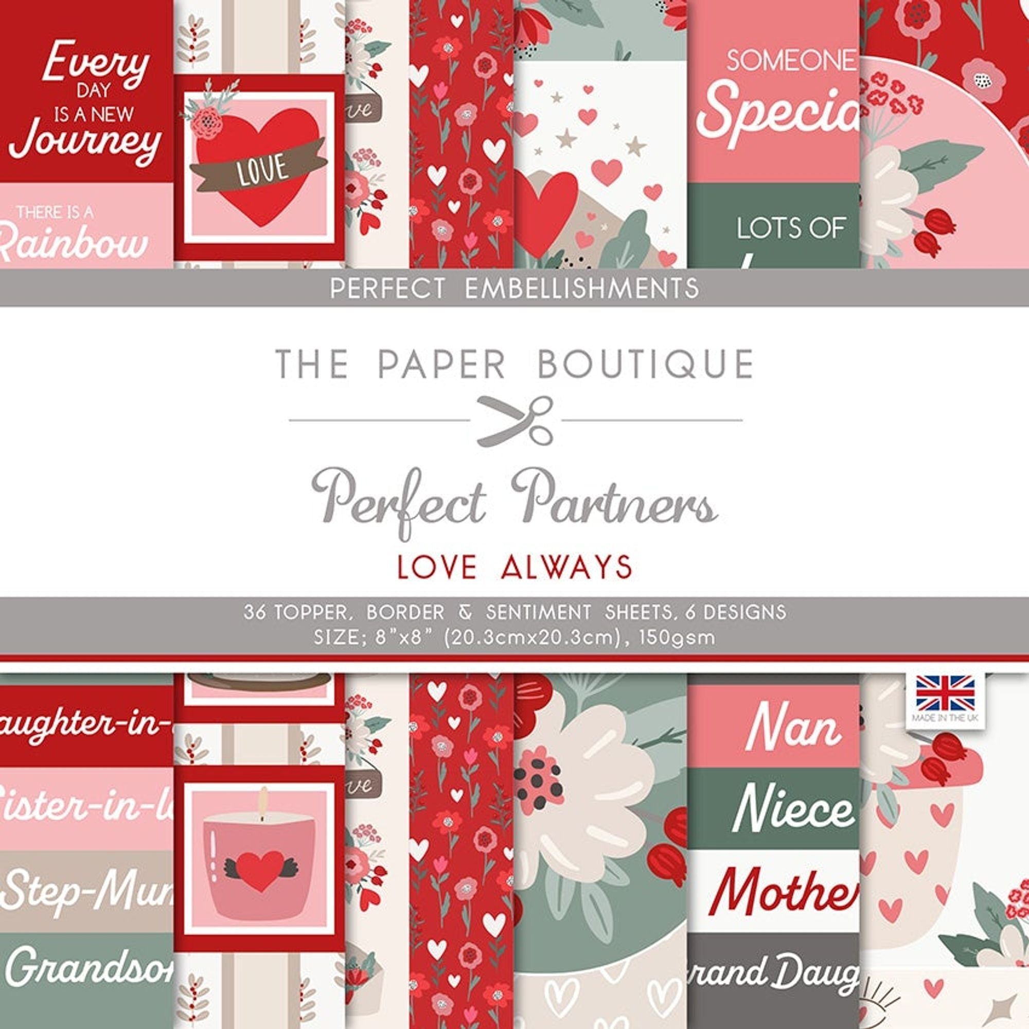 The Paper Boutique Perfect Partners Love Always 8 in x 8 in Embellishments