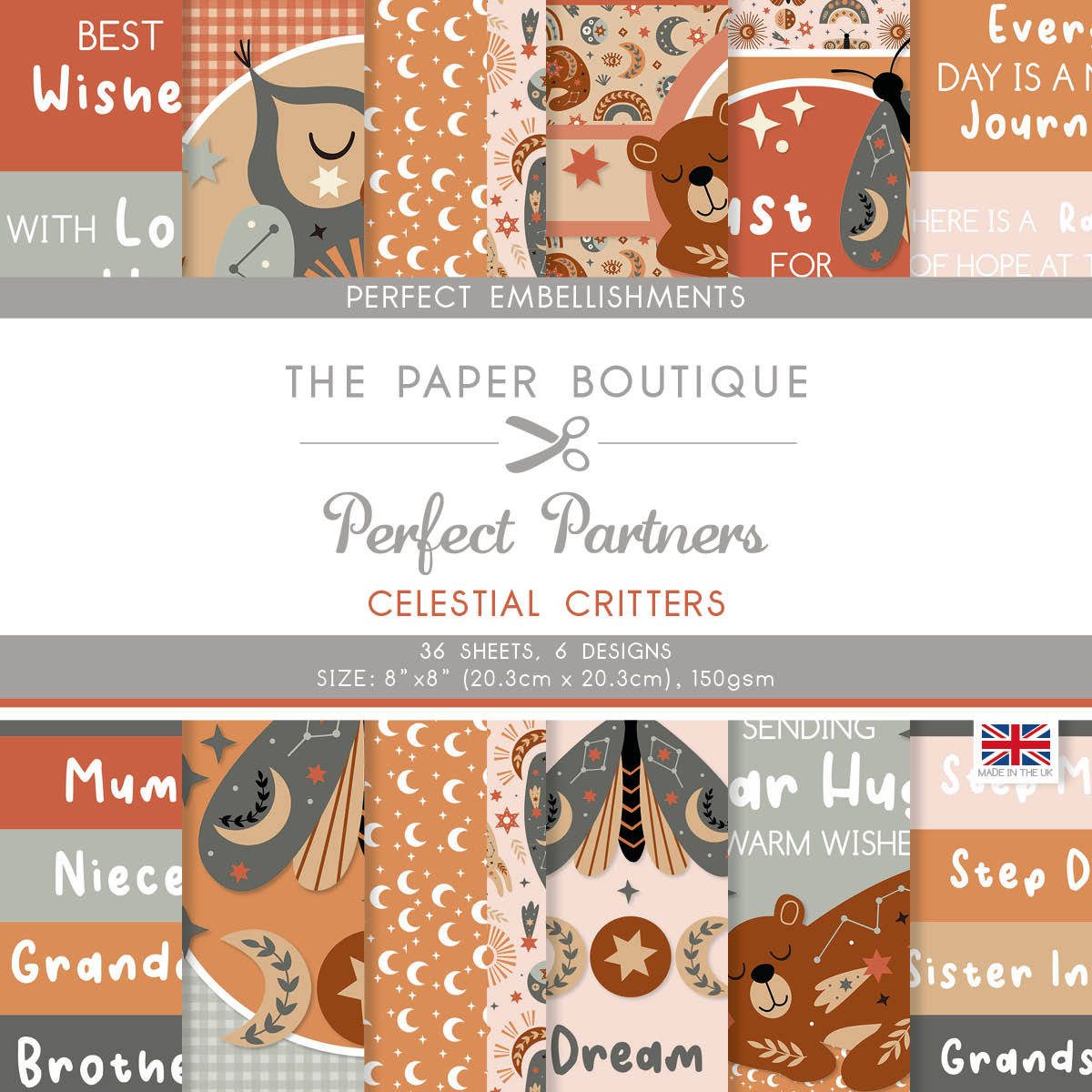 The Paper Boutique Perfect Partners - Celestial Critters 8 in x 8 in Embellishments