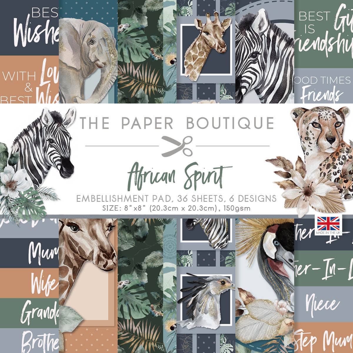 The Paper Boutique African Spirit 8 in x 8 in Embellishments Pad