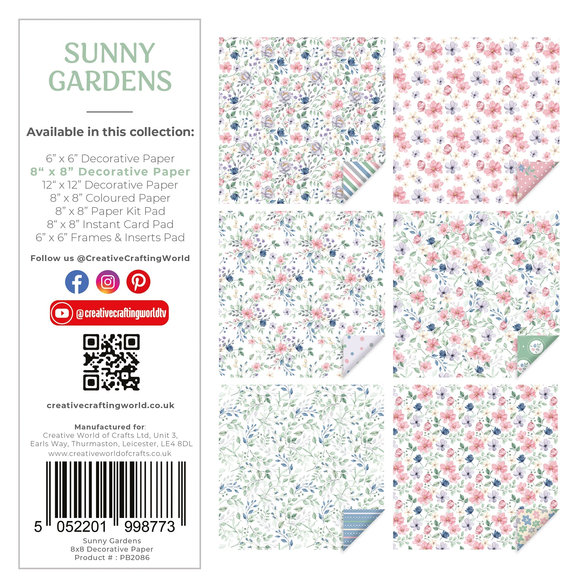 The Paper Boutique Sunny Gardens 8 in x 8 in Decorative Paper Pad