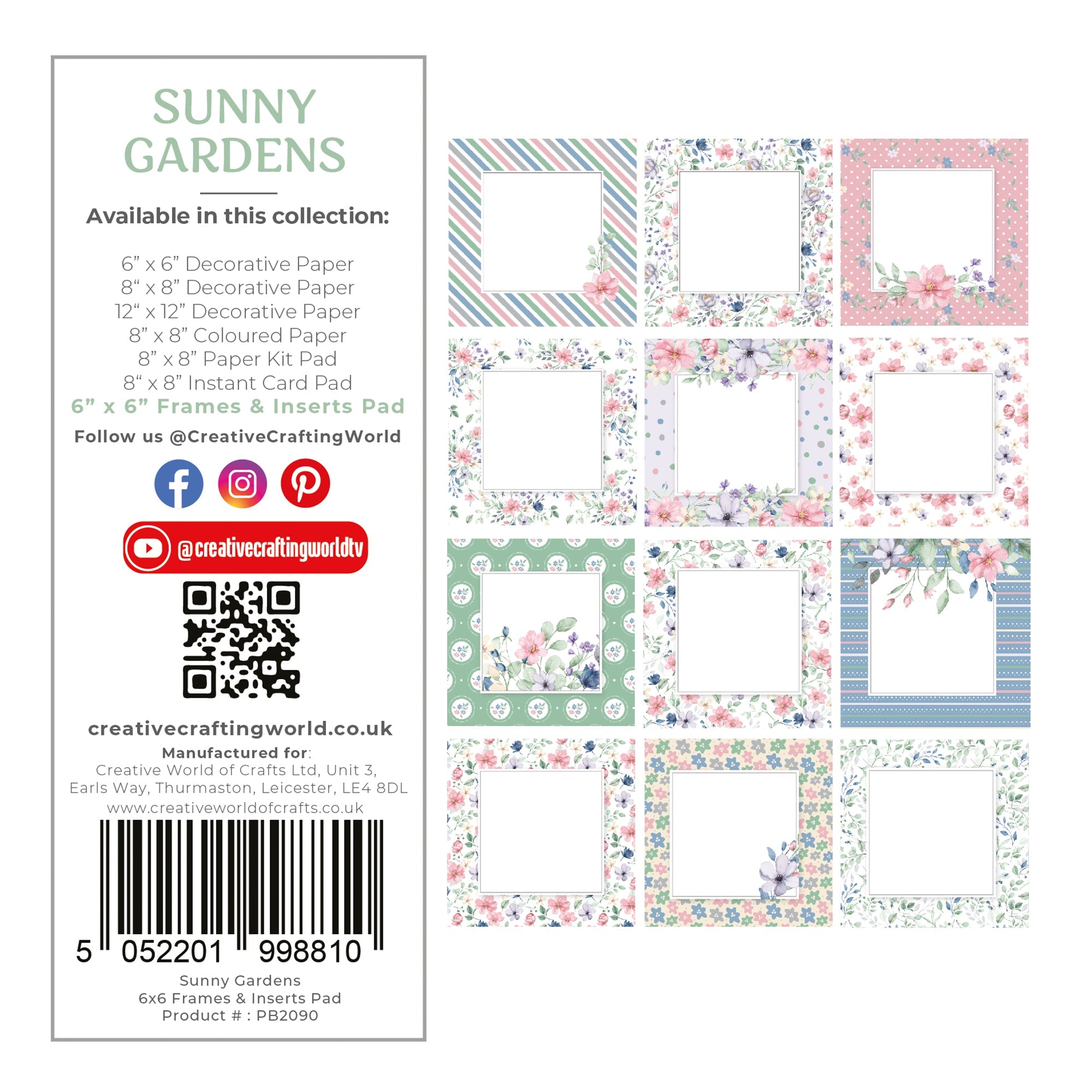 The Paper Boutique Sunny Gardens Frames & Insert Papers for 6 in x 6 in