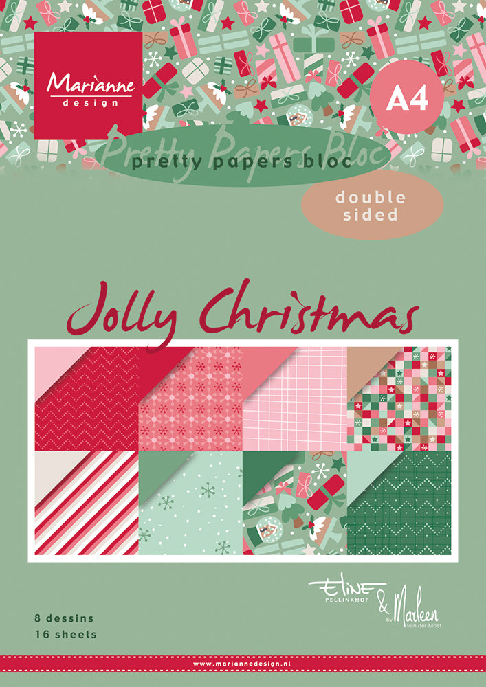 Marianne Design A4 Pretty Papers Bloc - Jolly Christmas
