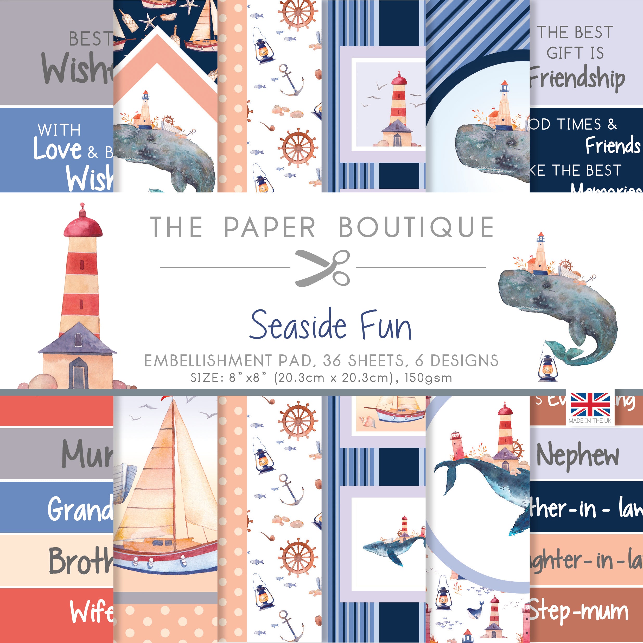 The Paper Boutique Seaside Fun 8 in x 8 in Embellishments Pad