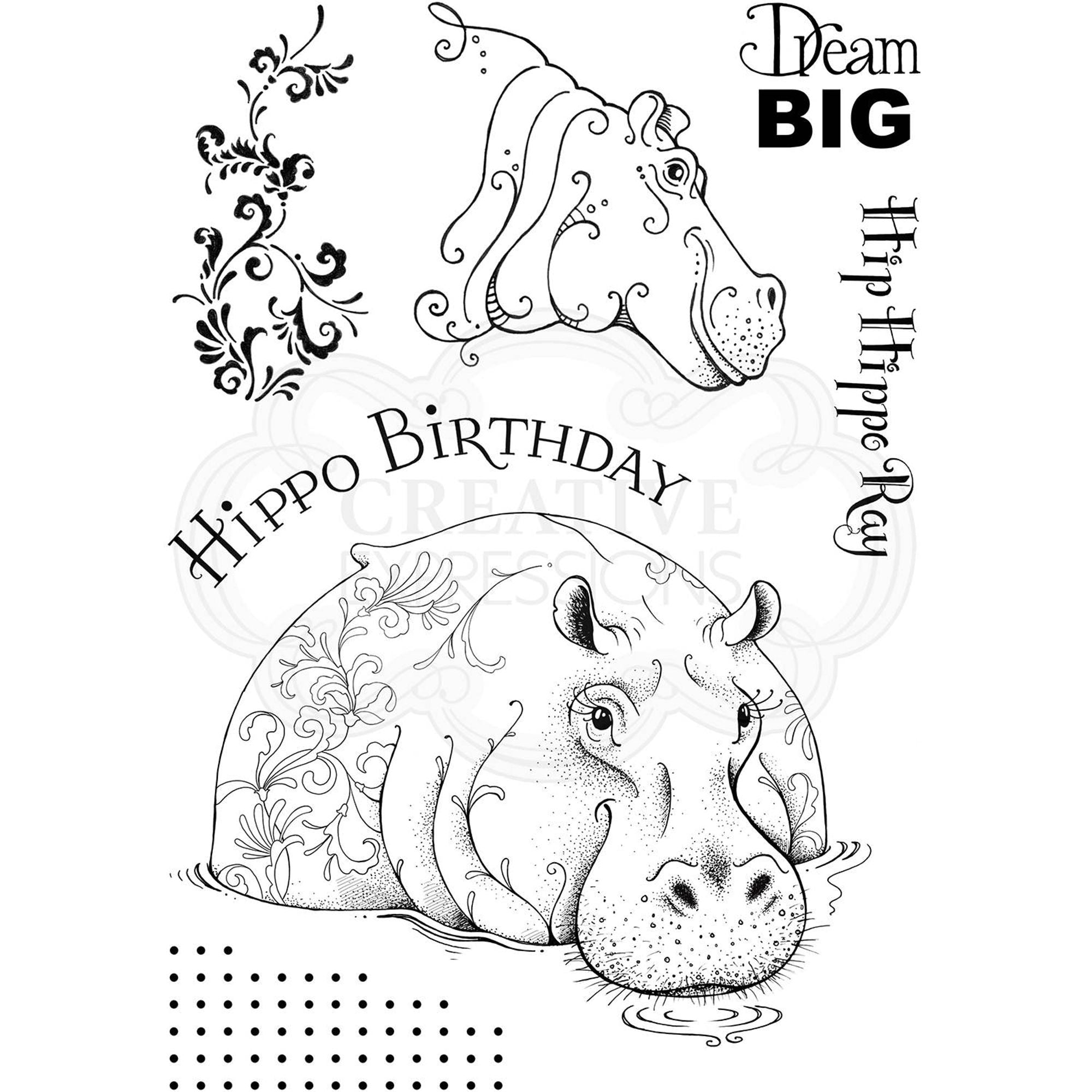 Pink Ink Designs Hip Hippo-Ray A5 Clear Stamp