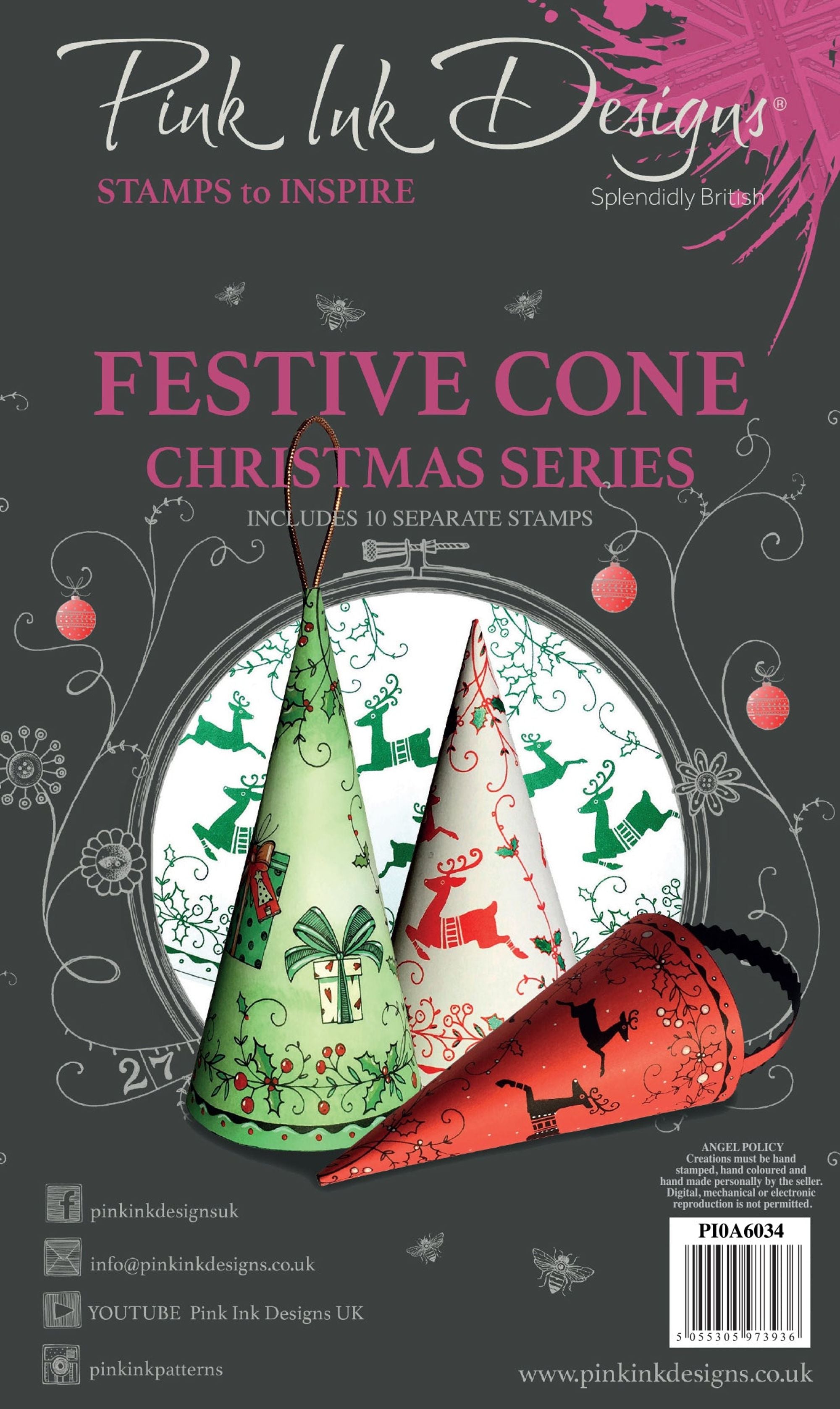 Pink Ink Designs Festive Cone 6 in x 4 in Clear Stamp Set