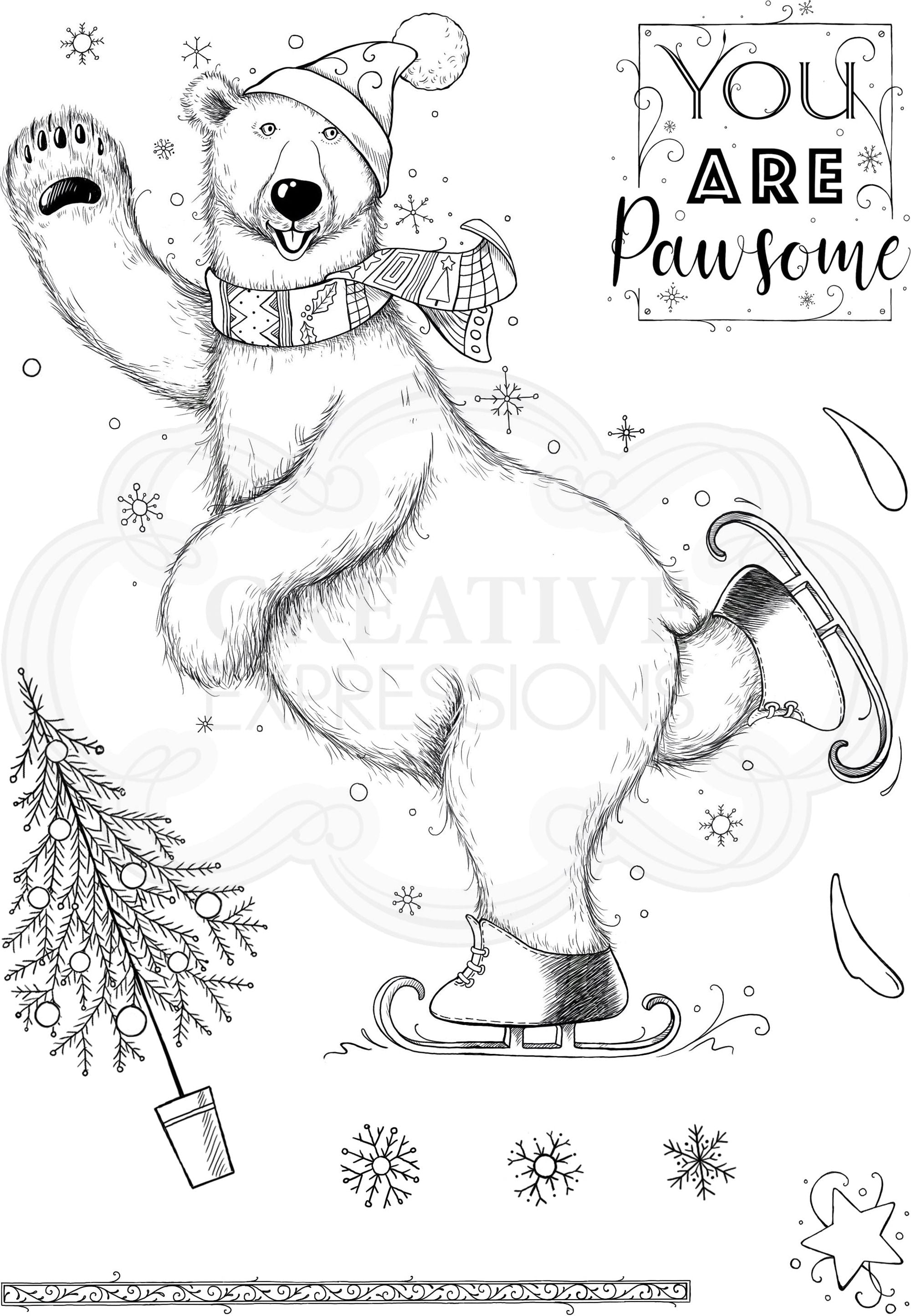 Pink Ink Designs Beary Christmas A5 Clear Stamp